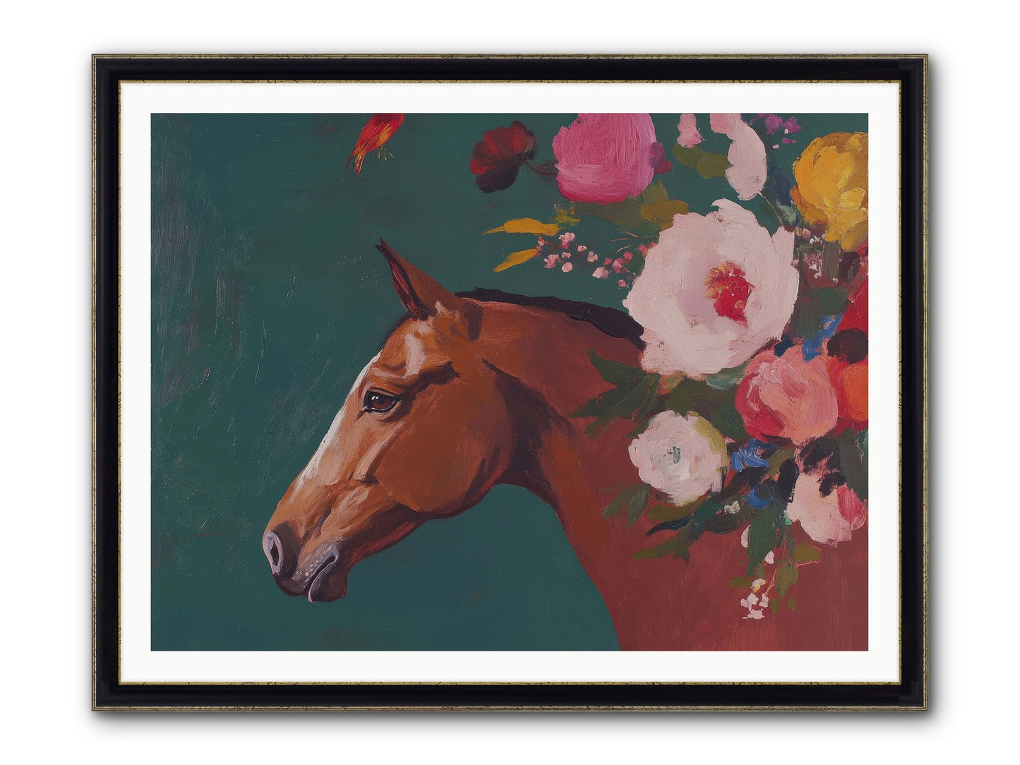 Creekside Solitude Framed Print - Black & Gold 48x36