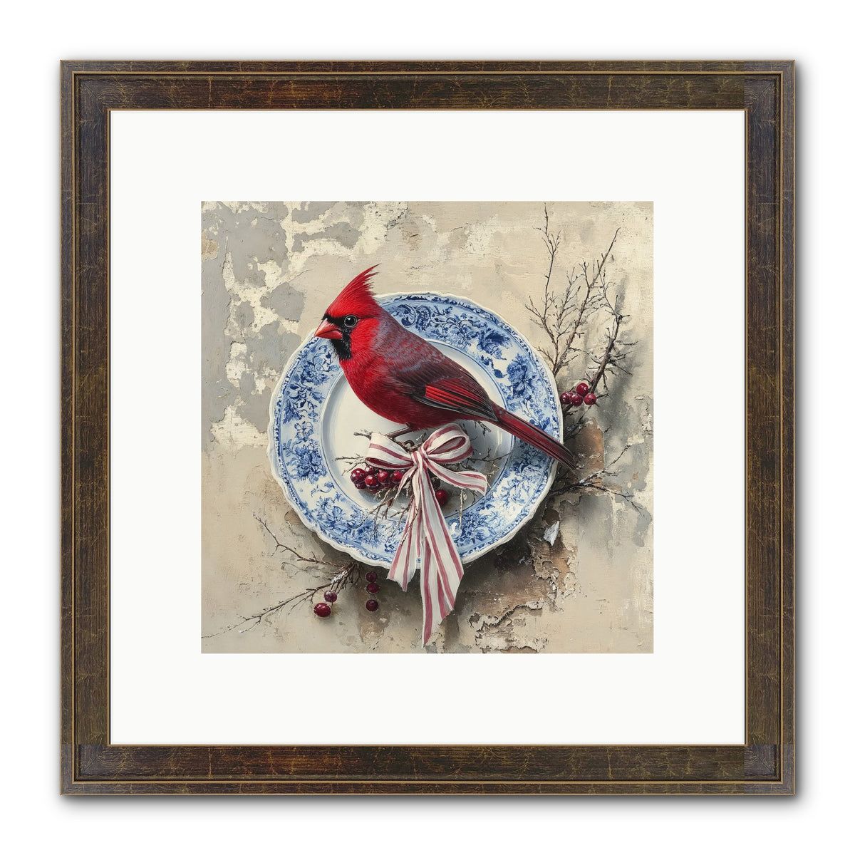 Crimson Sentinel Framed Print - Slimwoods Black/Gold 10x10