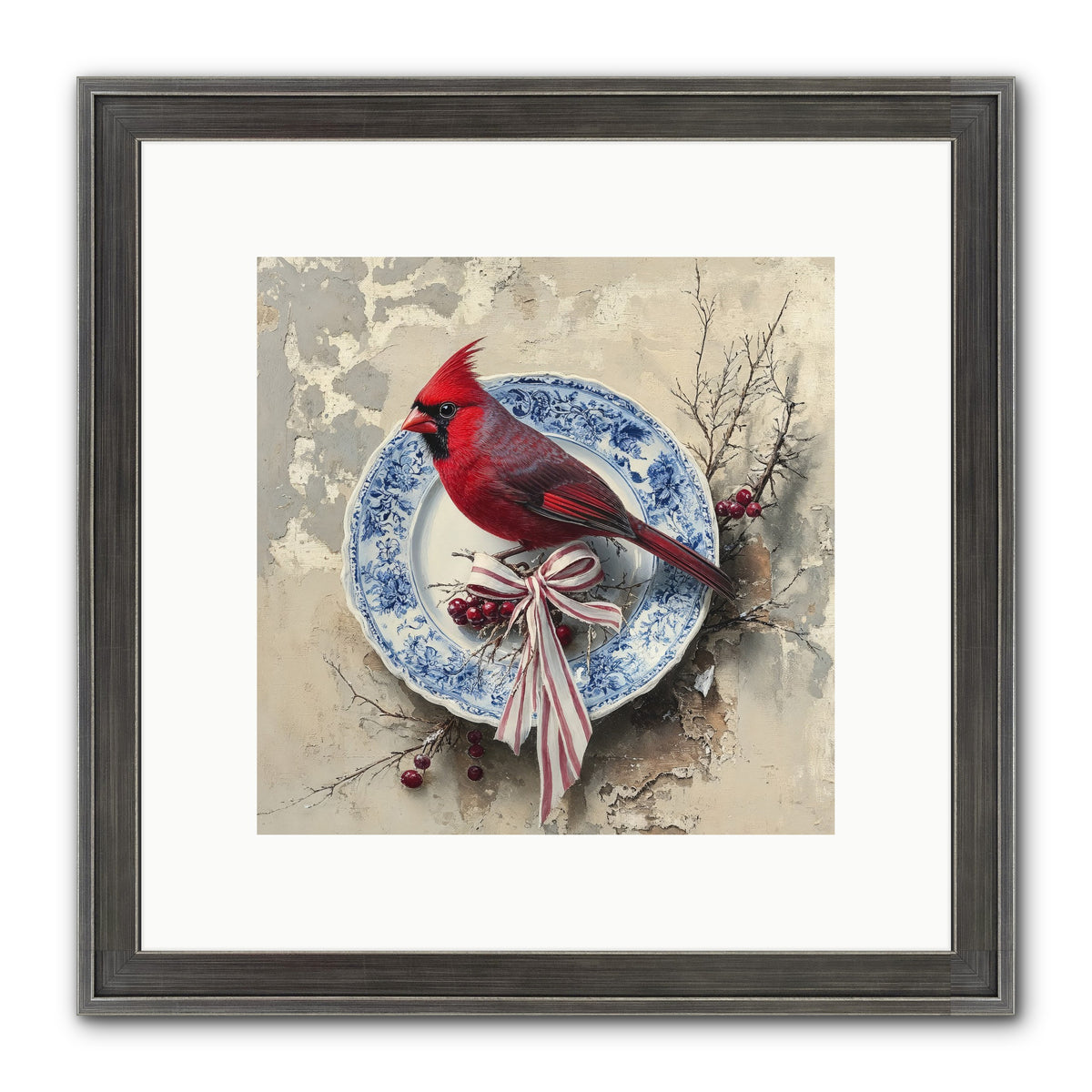 Crimson Sentinel Framed Print - Slimwoods Black/Silver 10x10