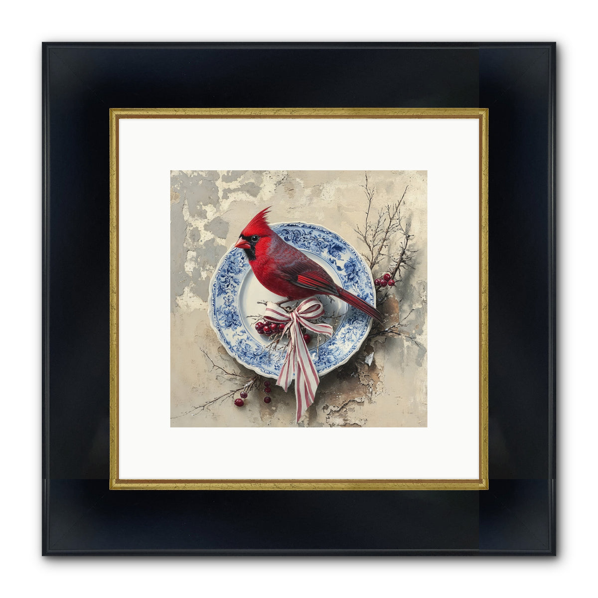 Crimson Sentinel Framed Print - Wide Black w/Gold 10x10