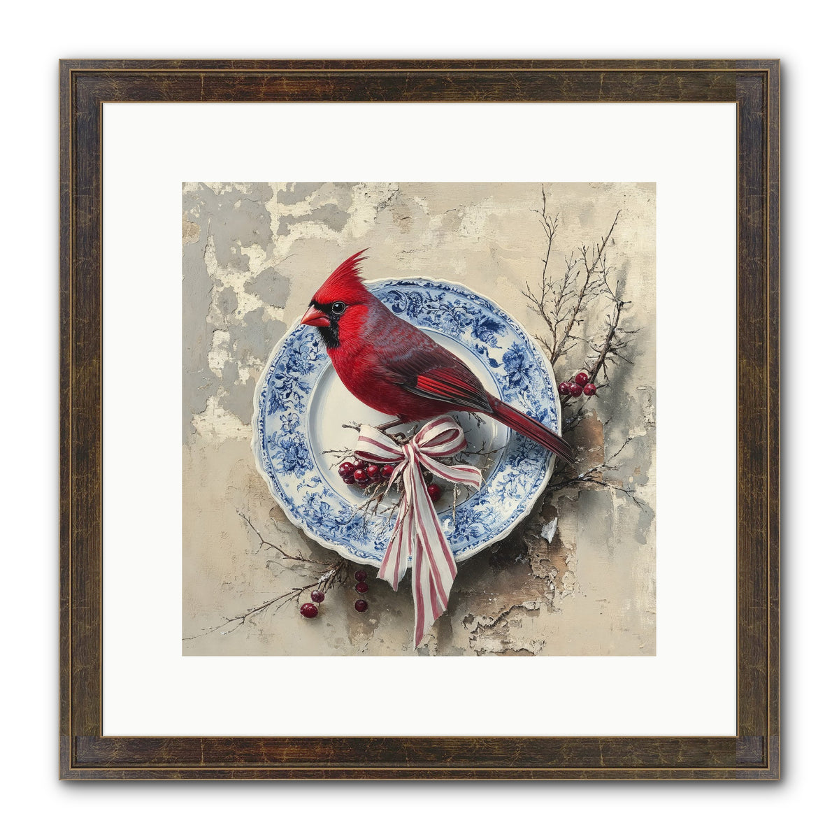 Crimson Sentinel Framed Print - Slimwoods Black/Gold 12x12