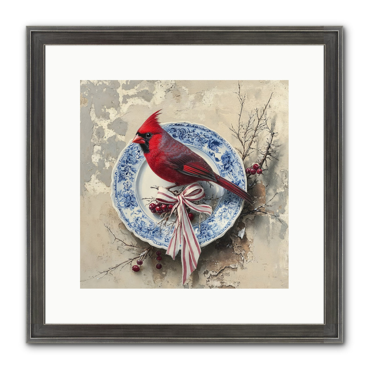 Crimson Sentinel Framed Print - Slimwoods Black/Silver 12x12