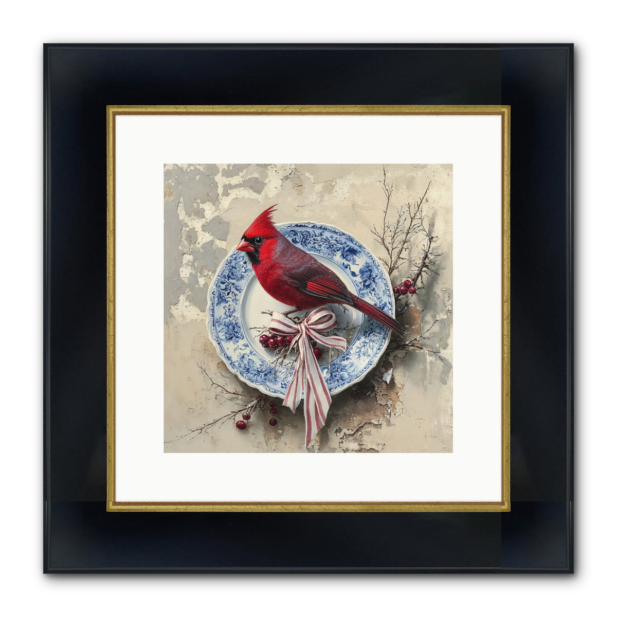 Crimson Sentinel Framed Print - Wide Black w/Gold 12x12