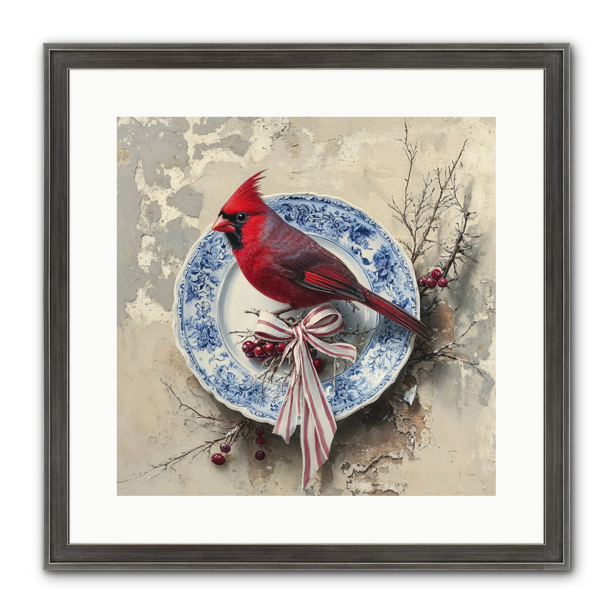 Crimson Sentinel Framed Print - Slimwoods Black/Silver 16x16
