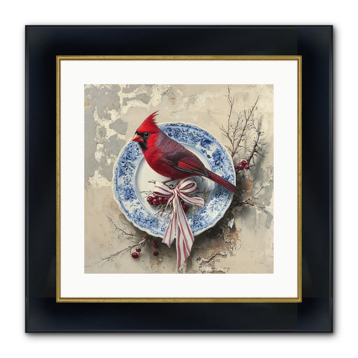 Crimson Sentinel Framed Print - Wide Black w/Gold 16x16