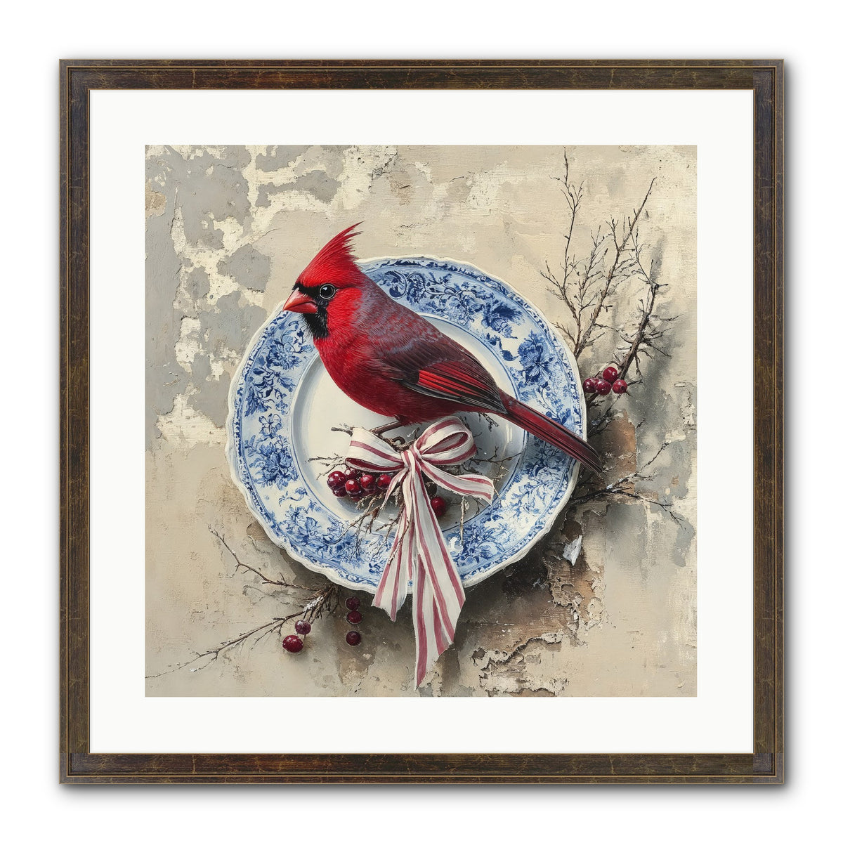 Crimson Sentinel Framed Print - Slimwoods Black/Gold 20x20