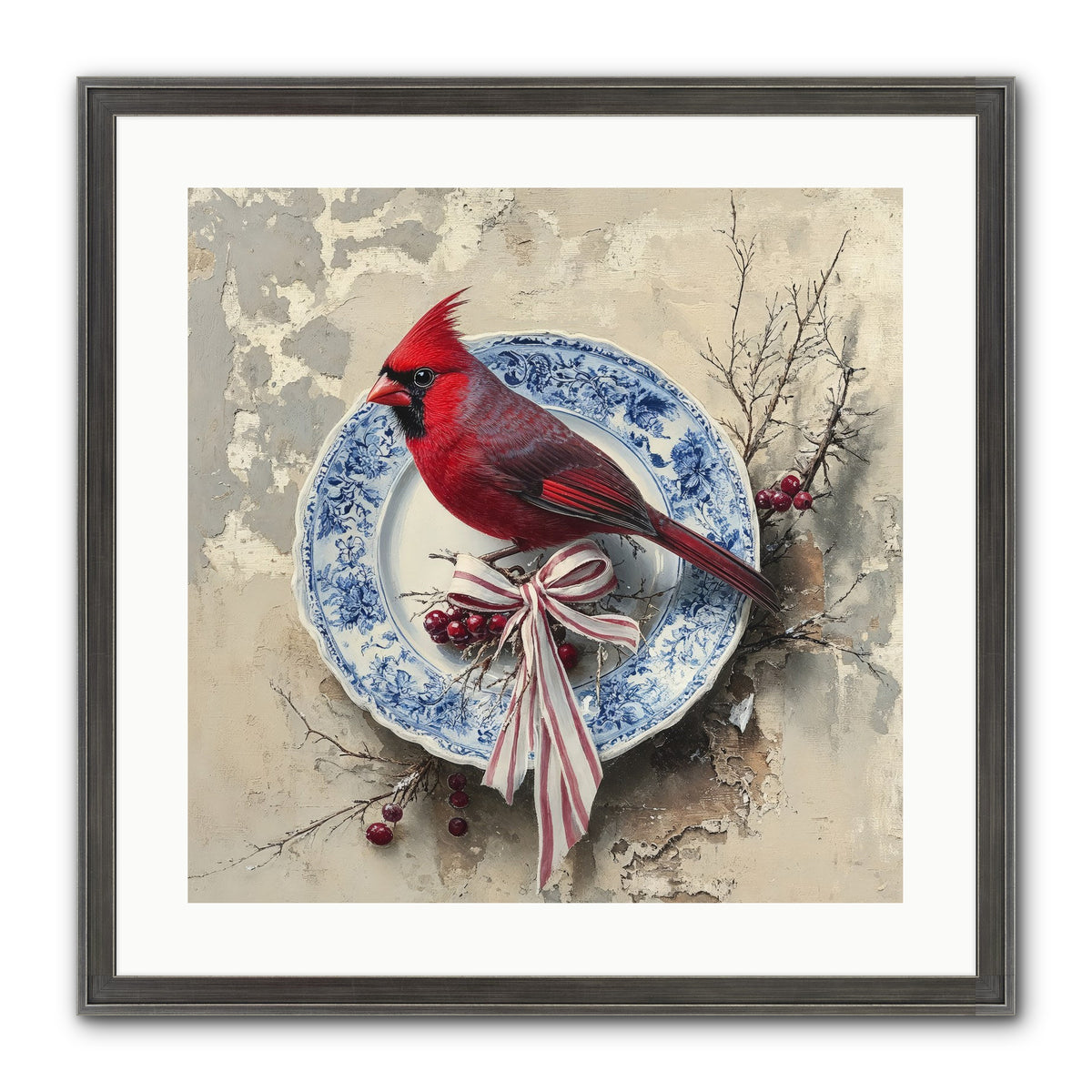 Crimson Sentinel Framed Print - Slimwoods Black/Silver 20x20