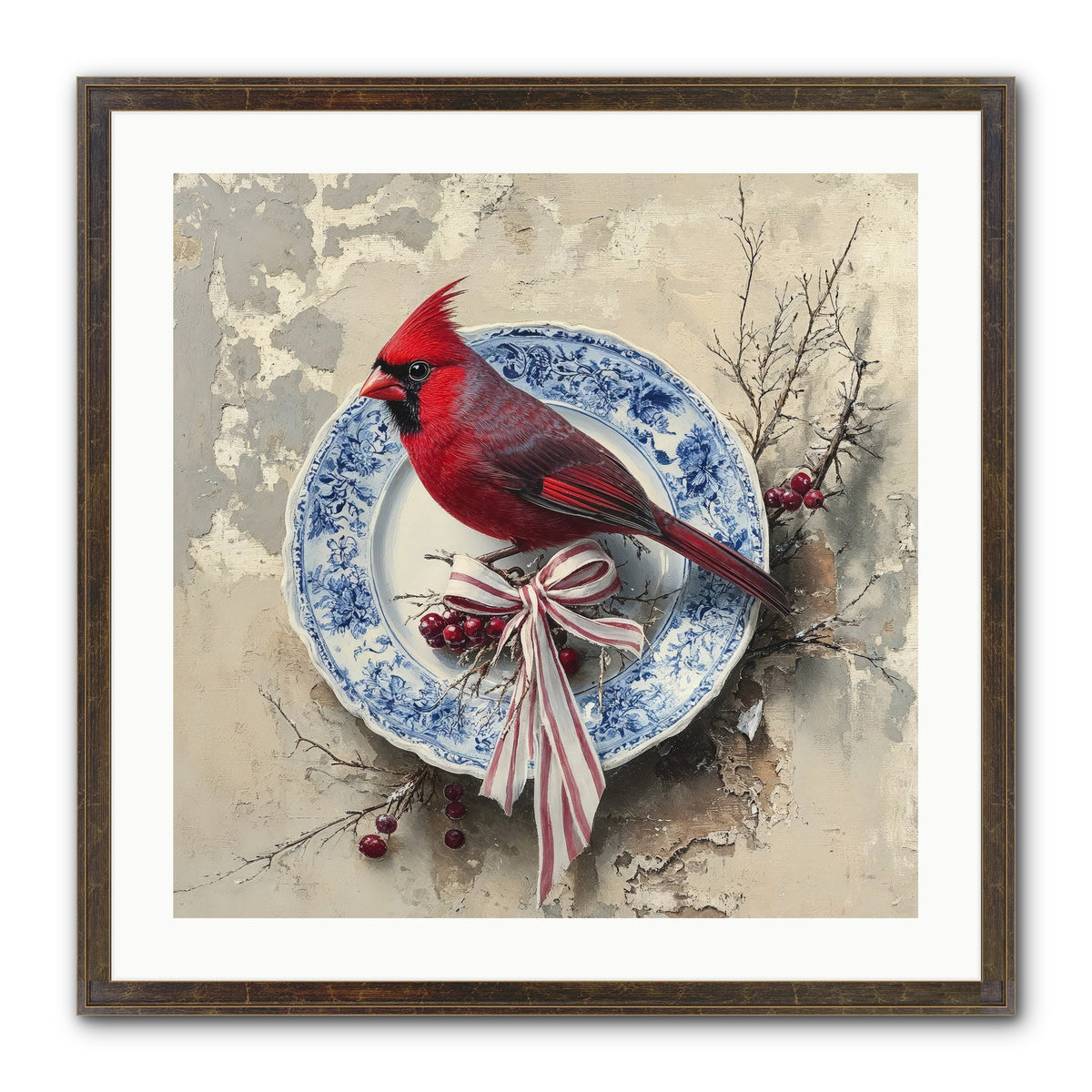 Crimson Sentinel Framed Print - Slimwoods Black/Gold 24x24
