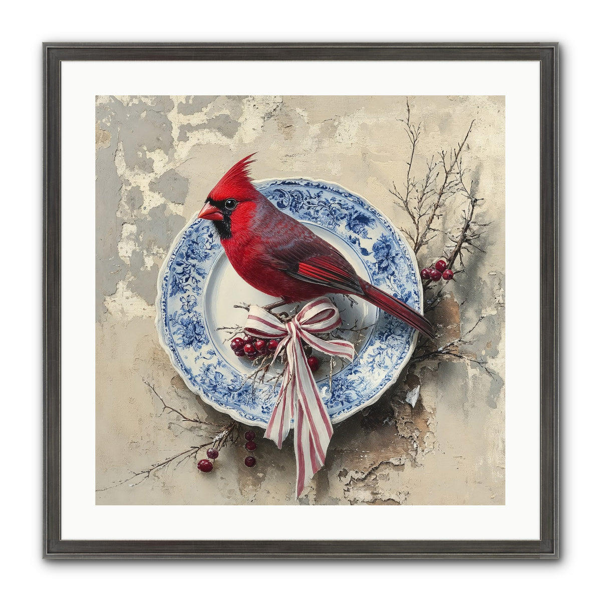 Crimson Sentinel Framed Print - Slimwoods Black/Silver 24x24