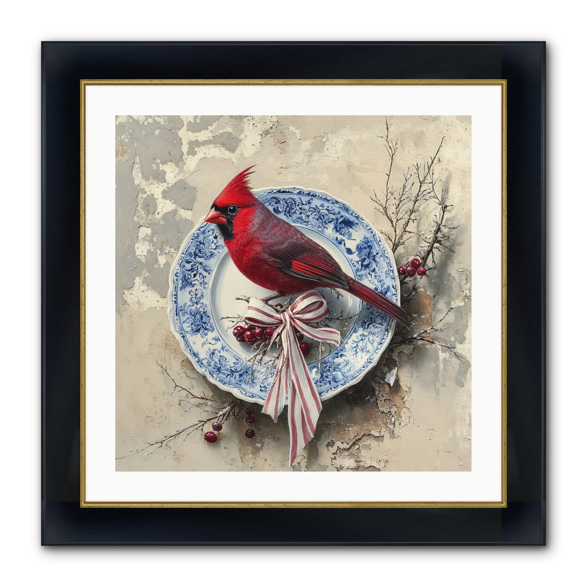 Crimson Sentinel Framed Print - Wide Black w/Gold 24x24