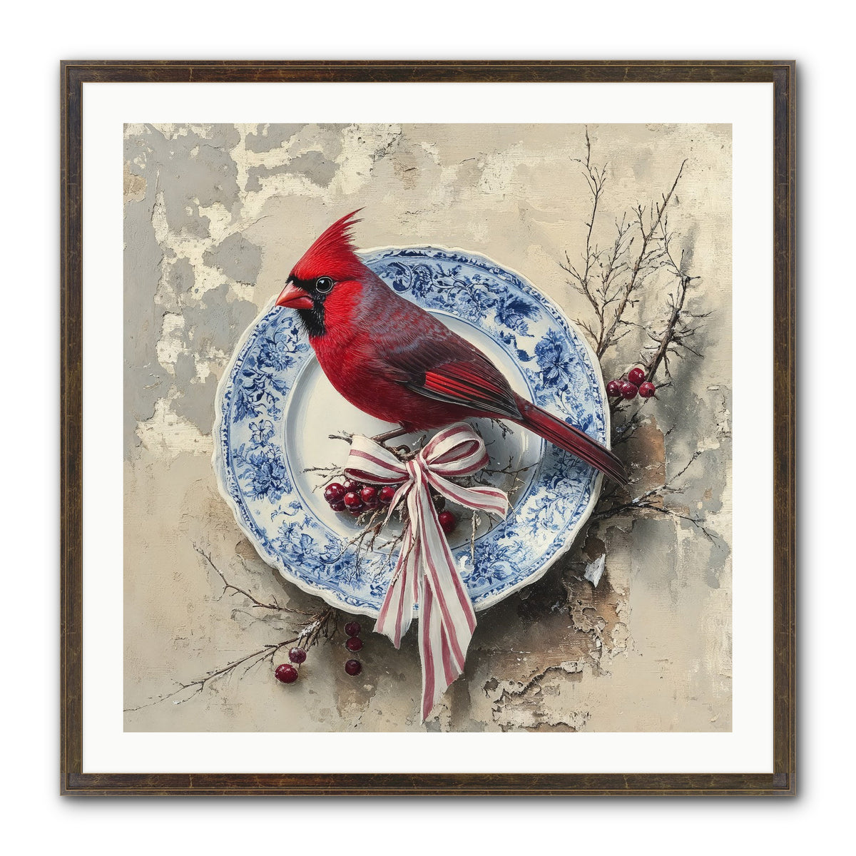 Crimson Sentinel Framed Print - Slimwoods Black/Gold 30x30