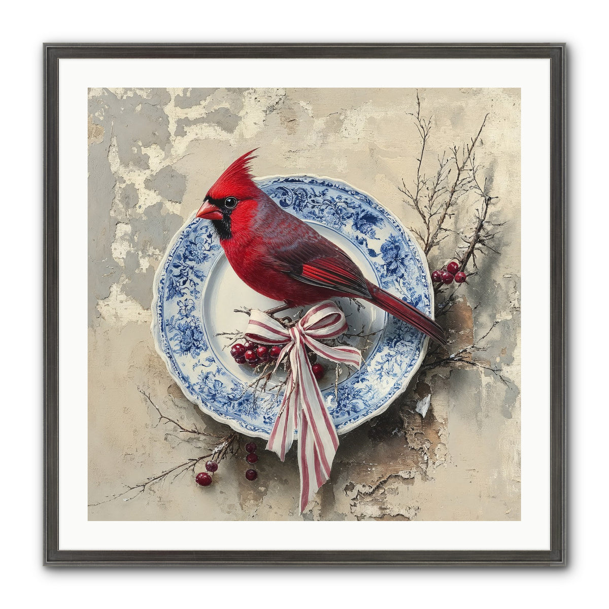 Crimson Sentinel Framed Print - Slimwoods Black/Silver 30x30