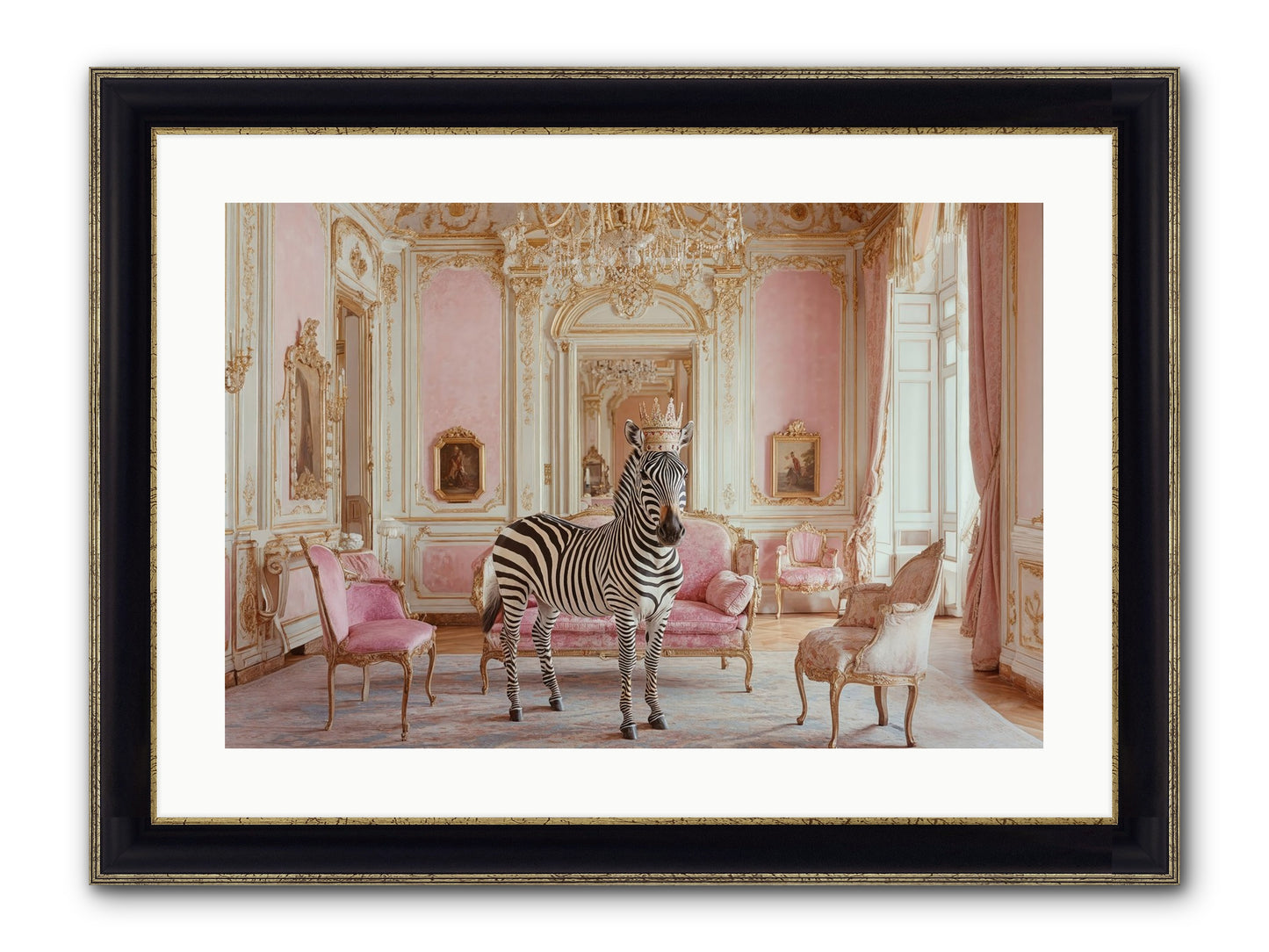 Croquet On The Lawn Framed Print - Black & Gold 24x16