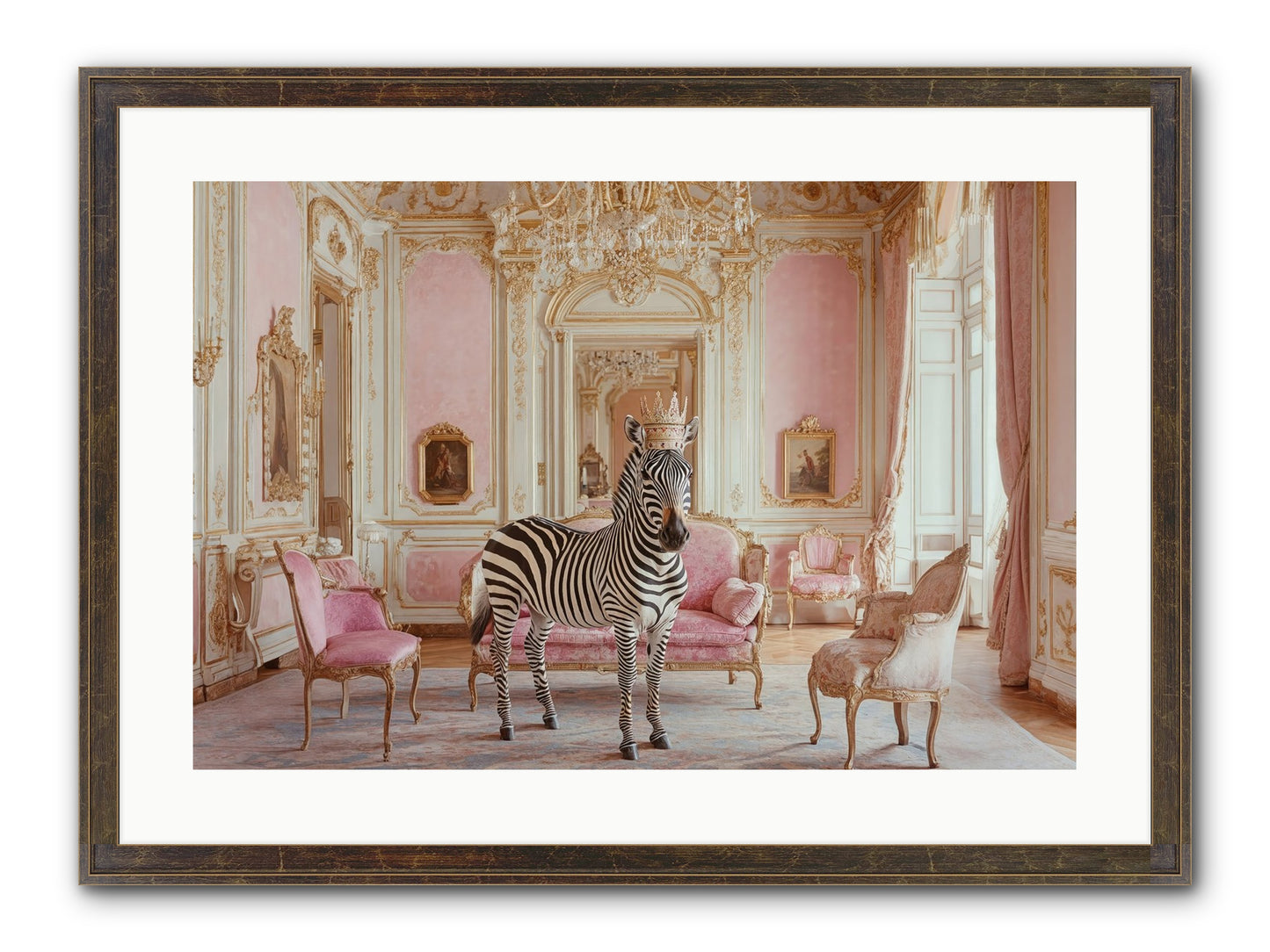 Croquet On The Lawn Framed Print - Slimwoods Black/Gold 24x16