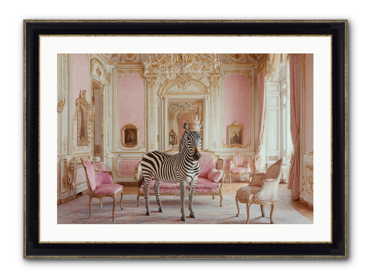 Croquet On The Lawn Framed Print - Black & Gold 30x20