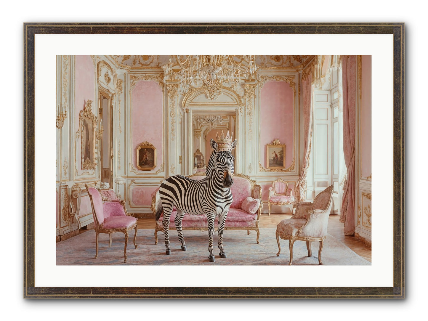 Croquet On The Lawn Framed Print - Slimwoods Black/Gold 30x20