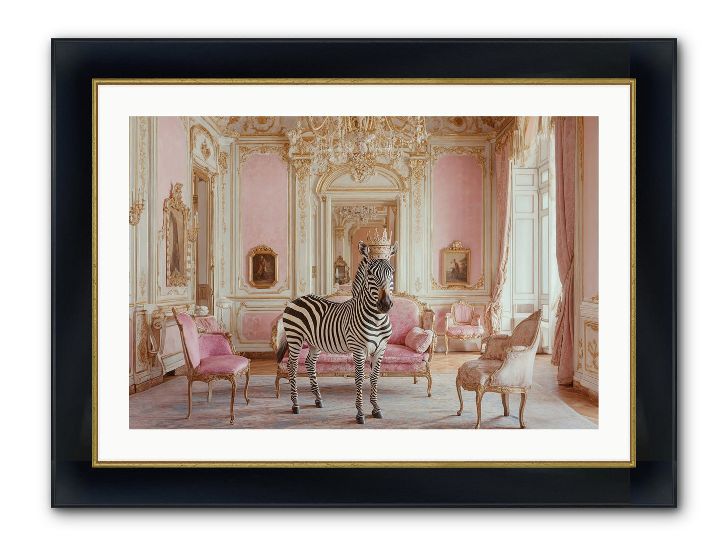 Croquet On The Lawn Framed Print - Wide Black w/Gold 30x20