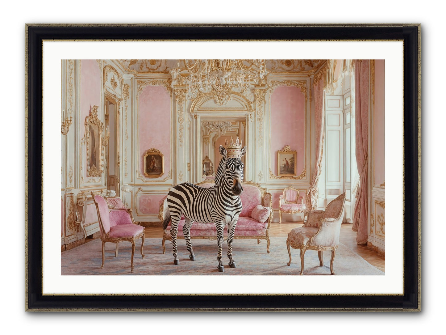 Croquet On The Lawn Framed Print - Black & Gold 36x24
