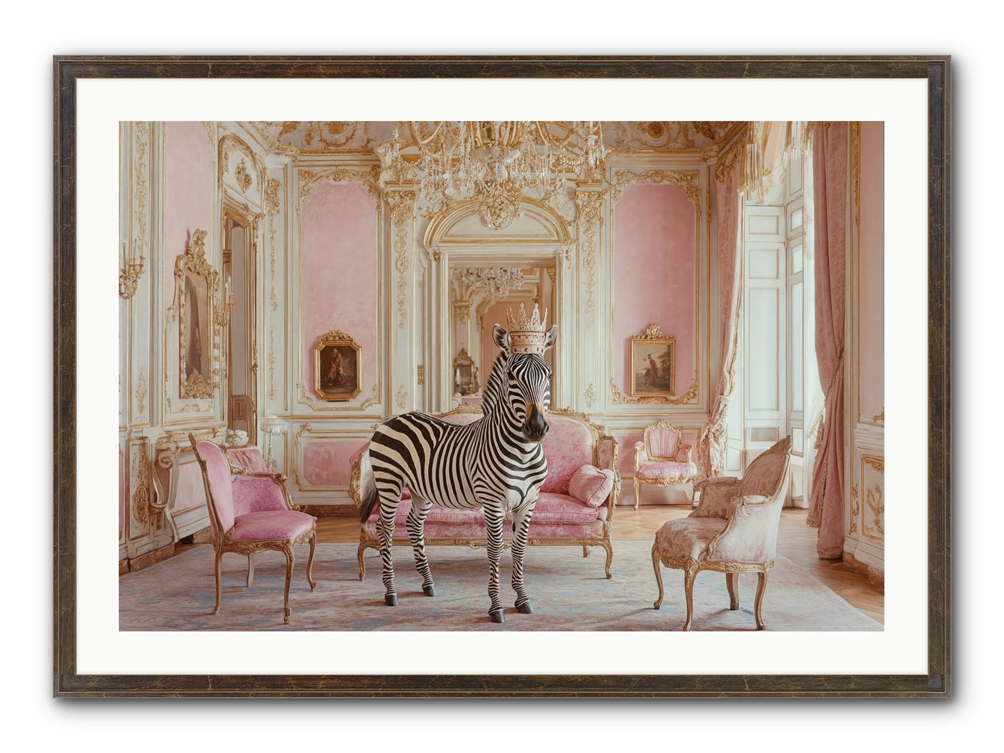 Croquet On The Lawn Framed Print - Slimwoods Black/Gold 36x24