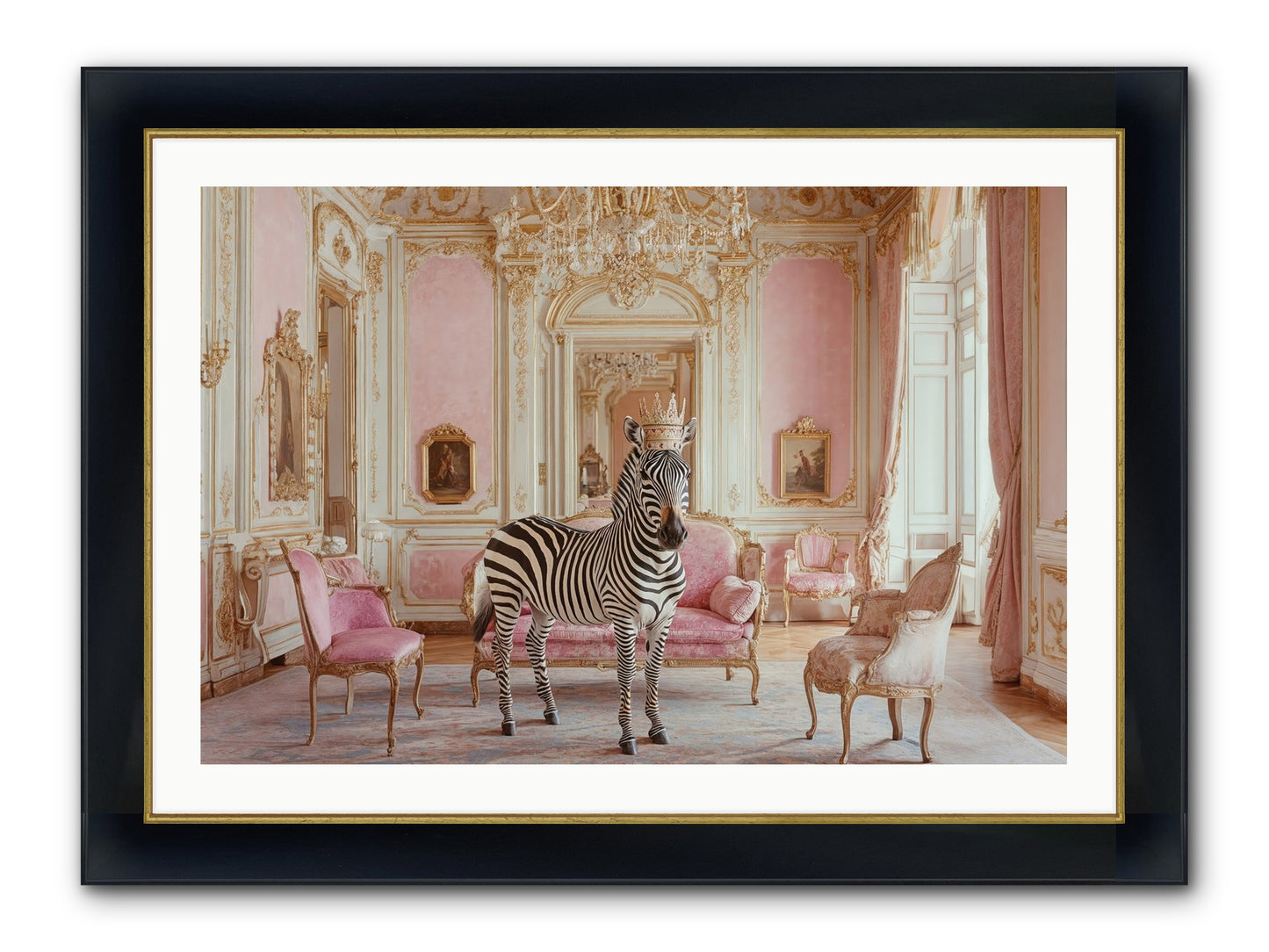 Croquet On The Lawn Framed Print - Wide Black w/Gold 36x24