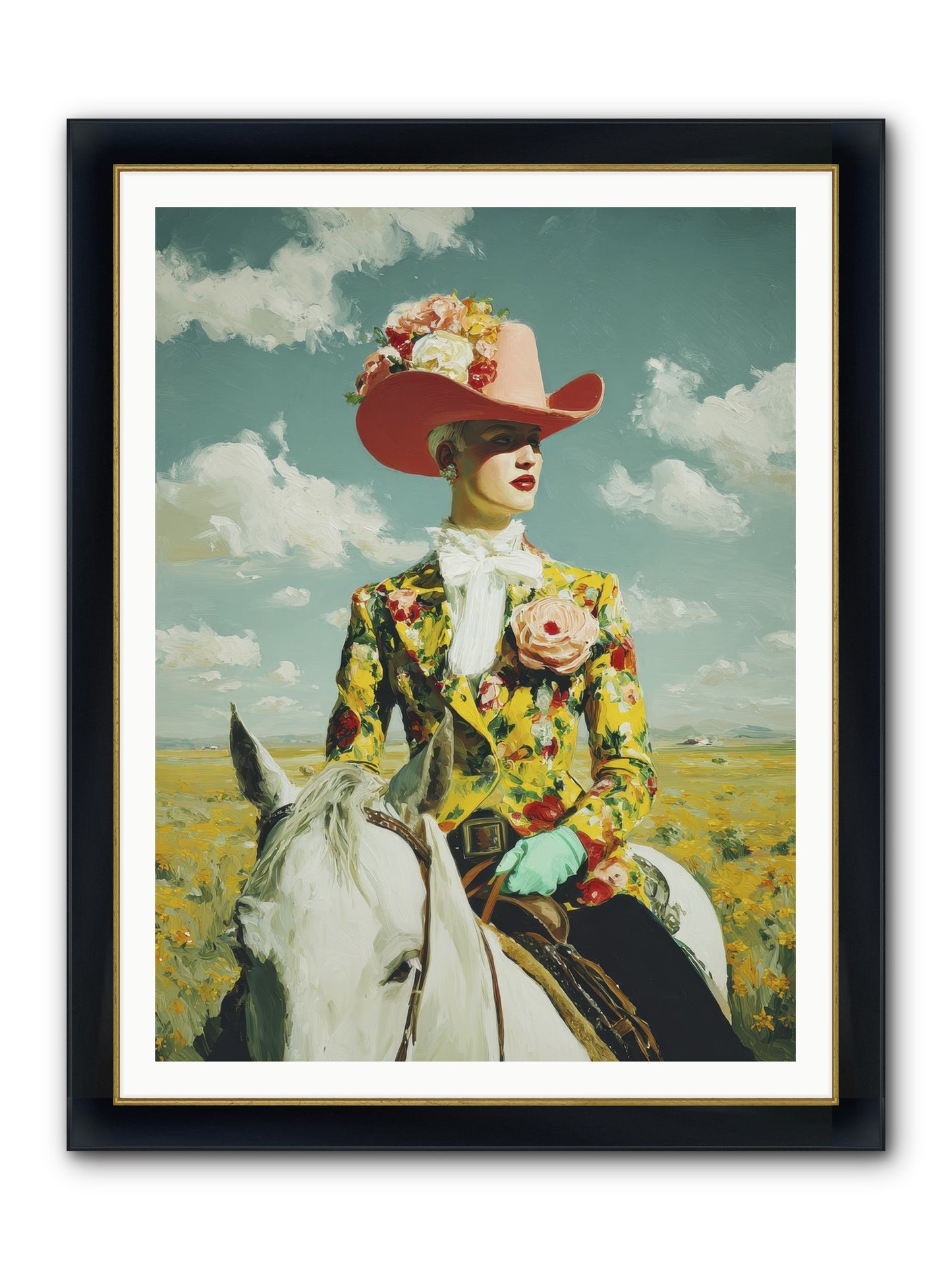 Crown & Cloak Framed Print - Wide Black w/Gold 36x48