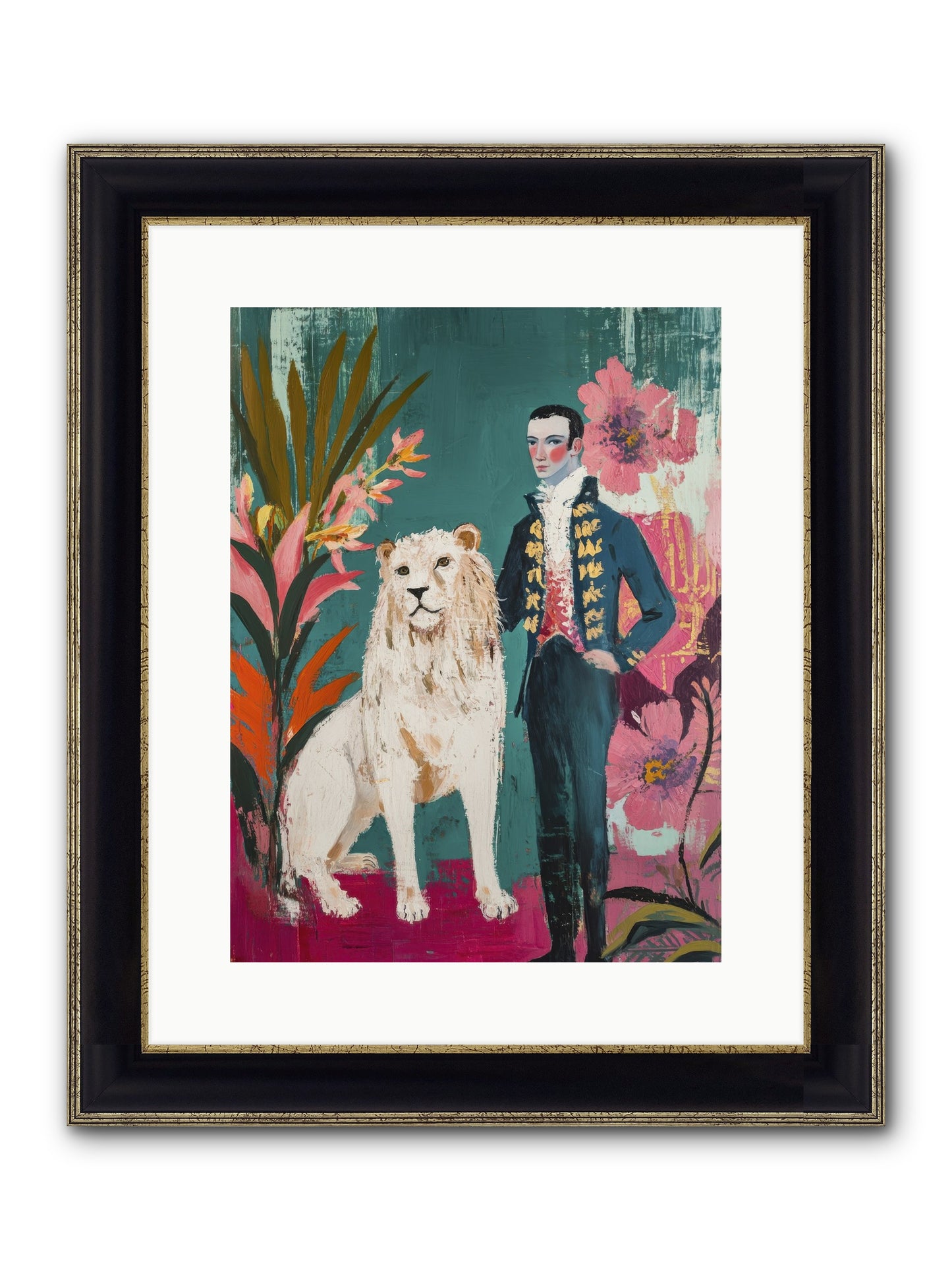 Crown & Mane Framed Print - Black & Gold 12x16
