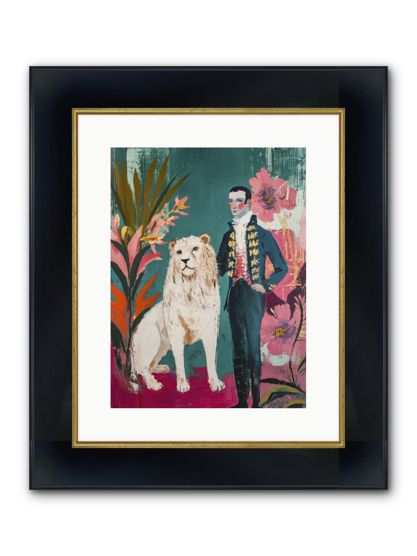 Crown & Mane Framed Print - Wide Black w/Gold 12x16