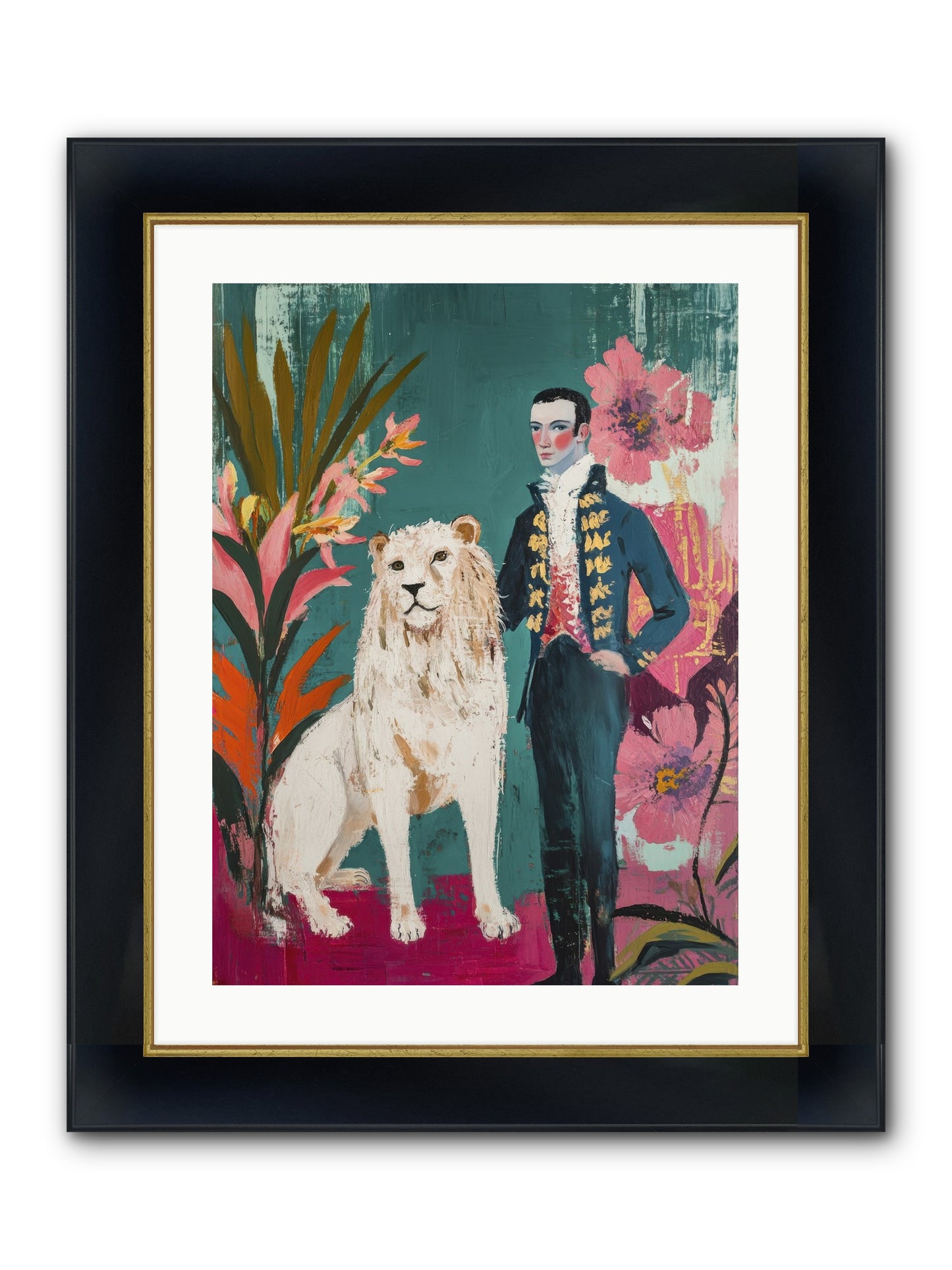 Crown & Mane Framed Print - Wide Black w/Gold 18x24