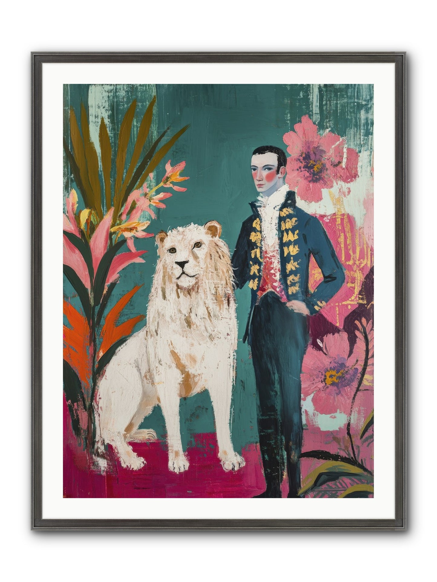 Crown & Mane Framed Print - Slimwoods Black/Silver 30x40