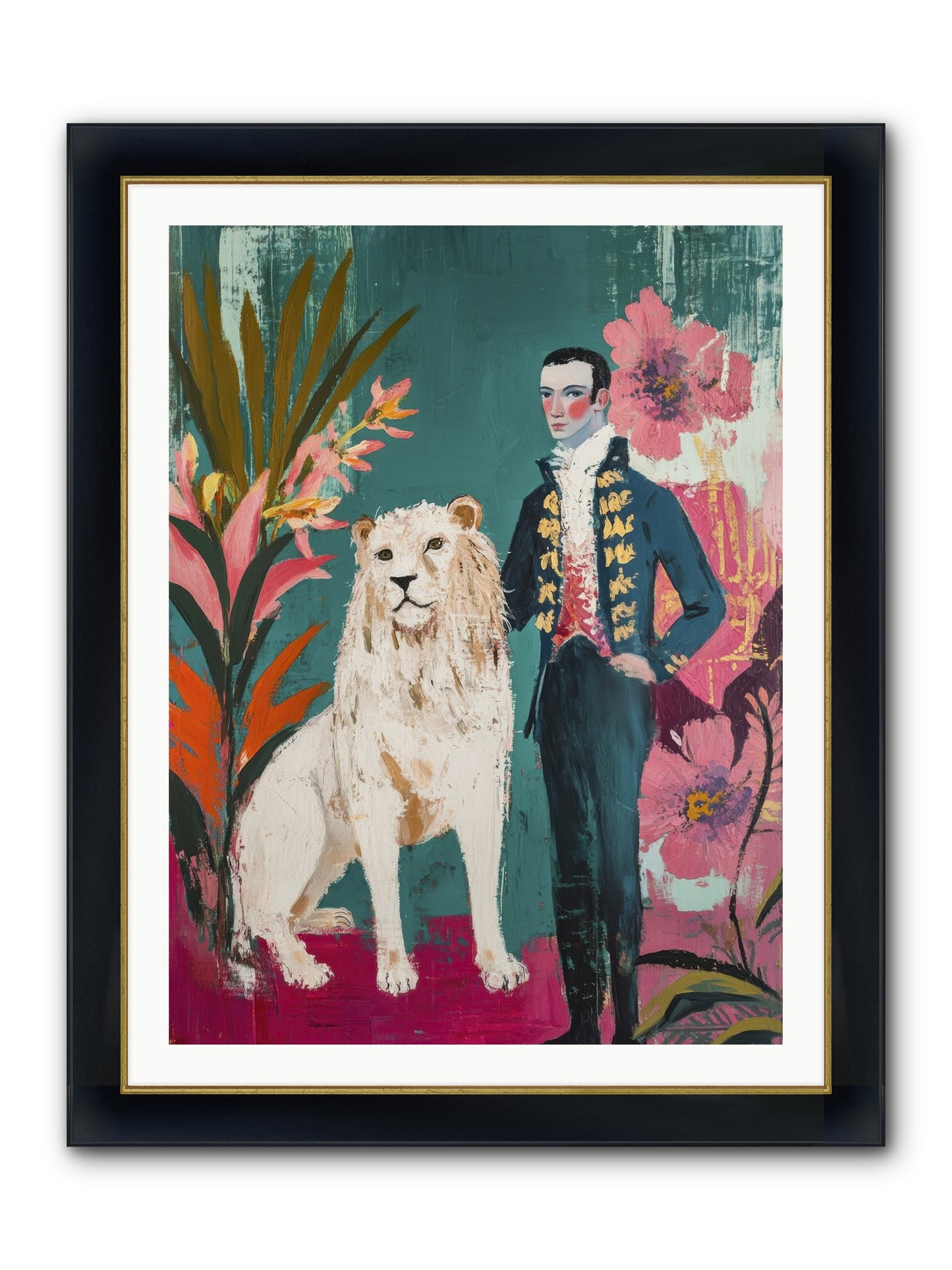 Crown & Mane Framed Print - Wide Black w/Gold 30x40
