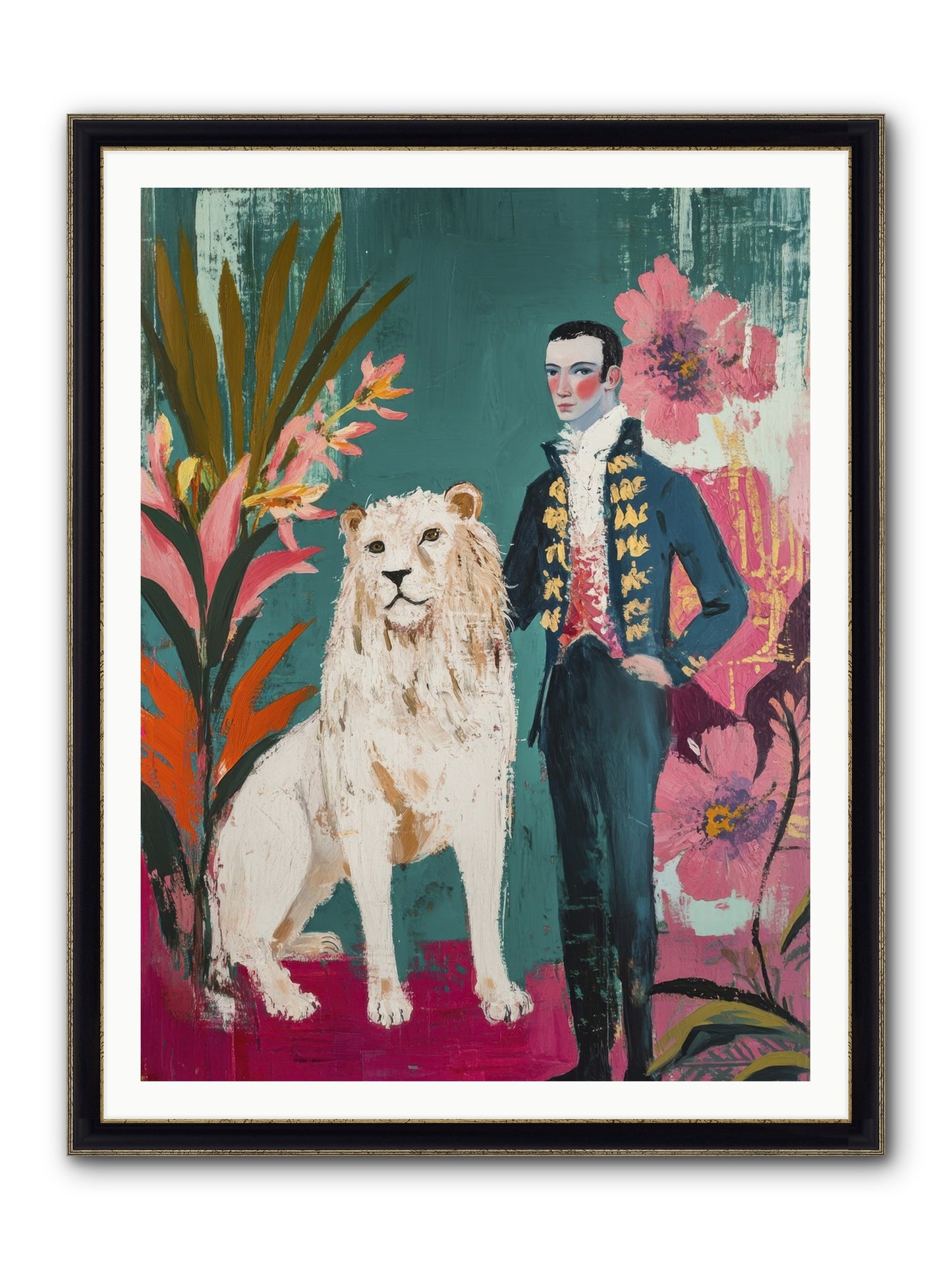Crown & Mane Framed Print - Black & Gold 36x48