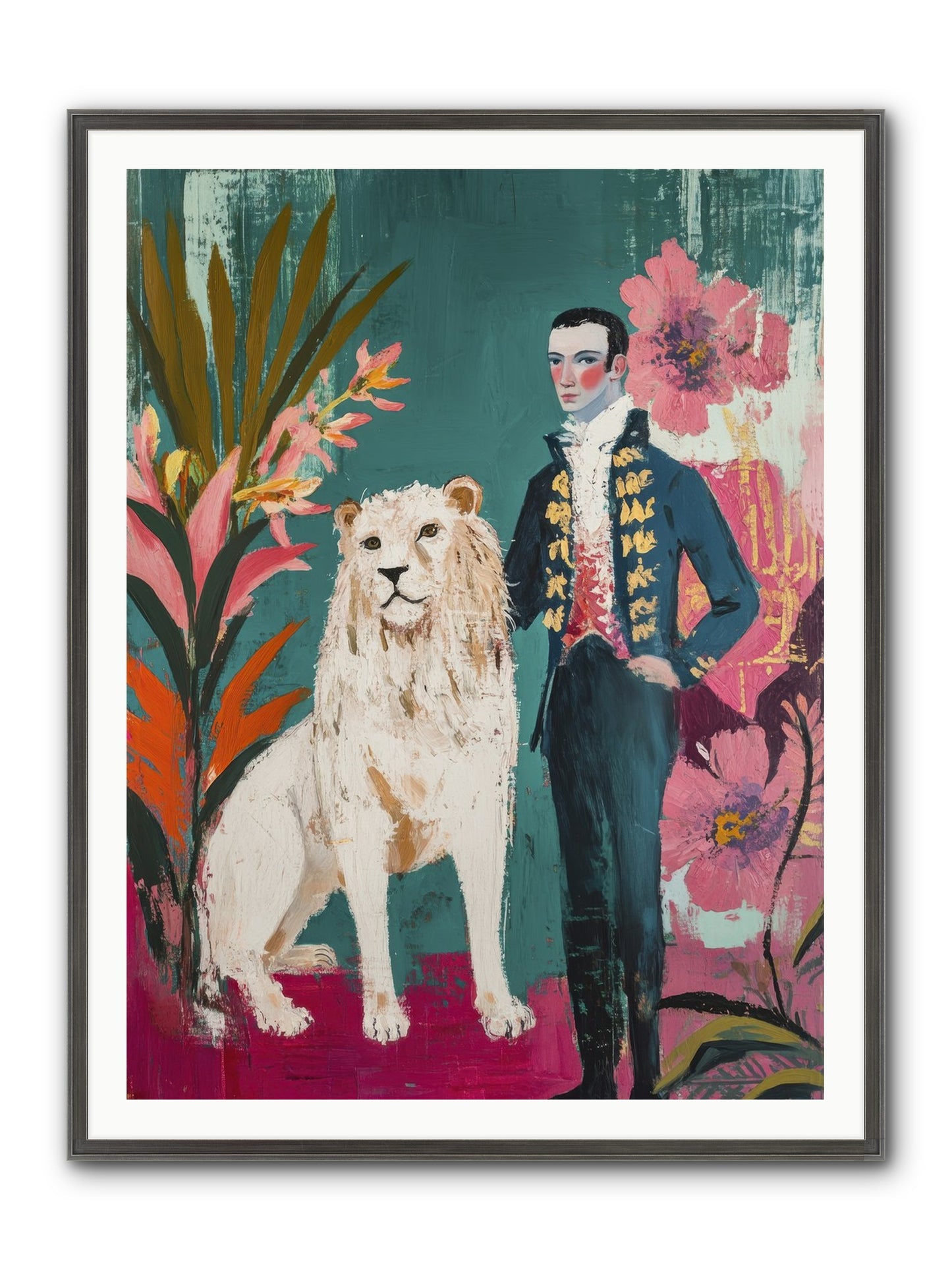 Crown & Mane Framed Print - Slimwoods Black/Silver 36x48