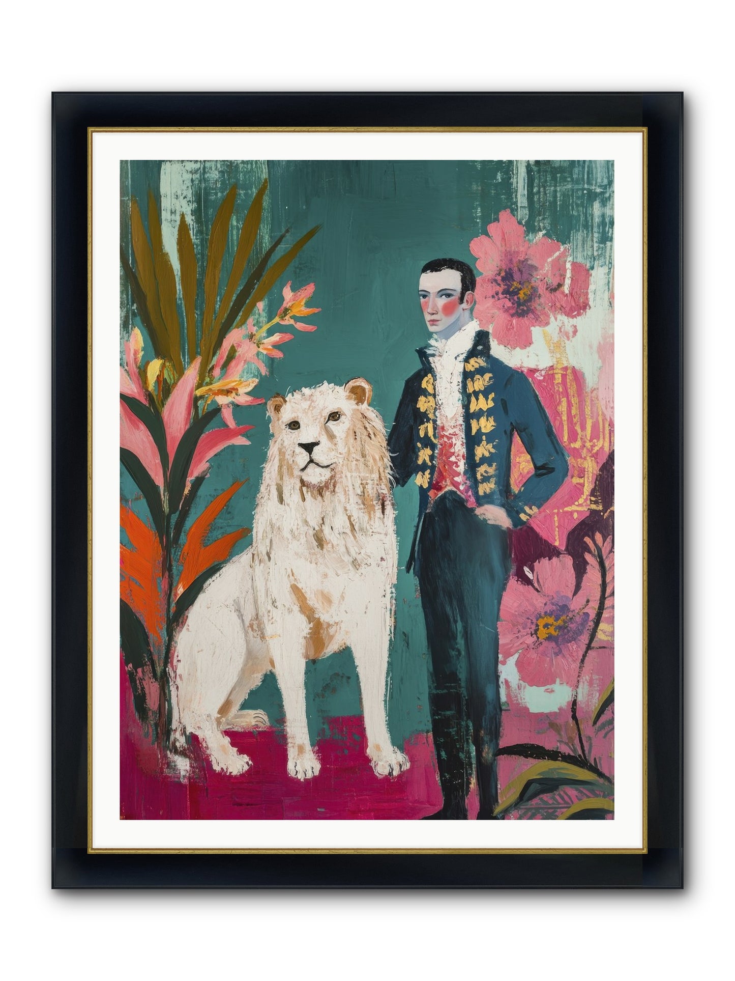 Crown & Mane Framed Print - Wide Black w/Gold 36x48