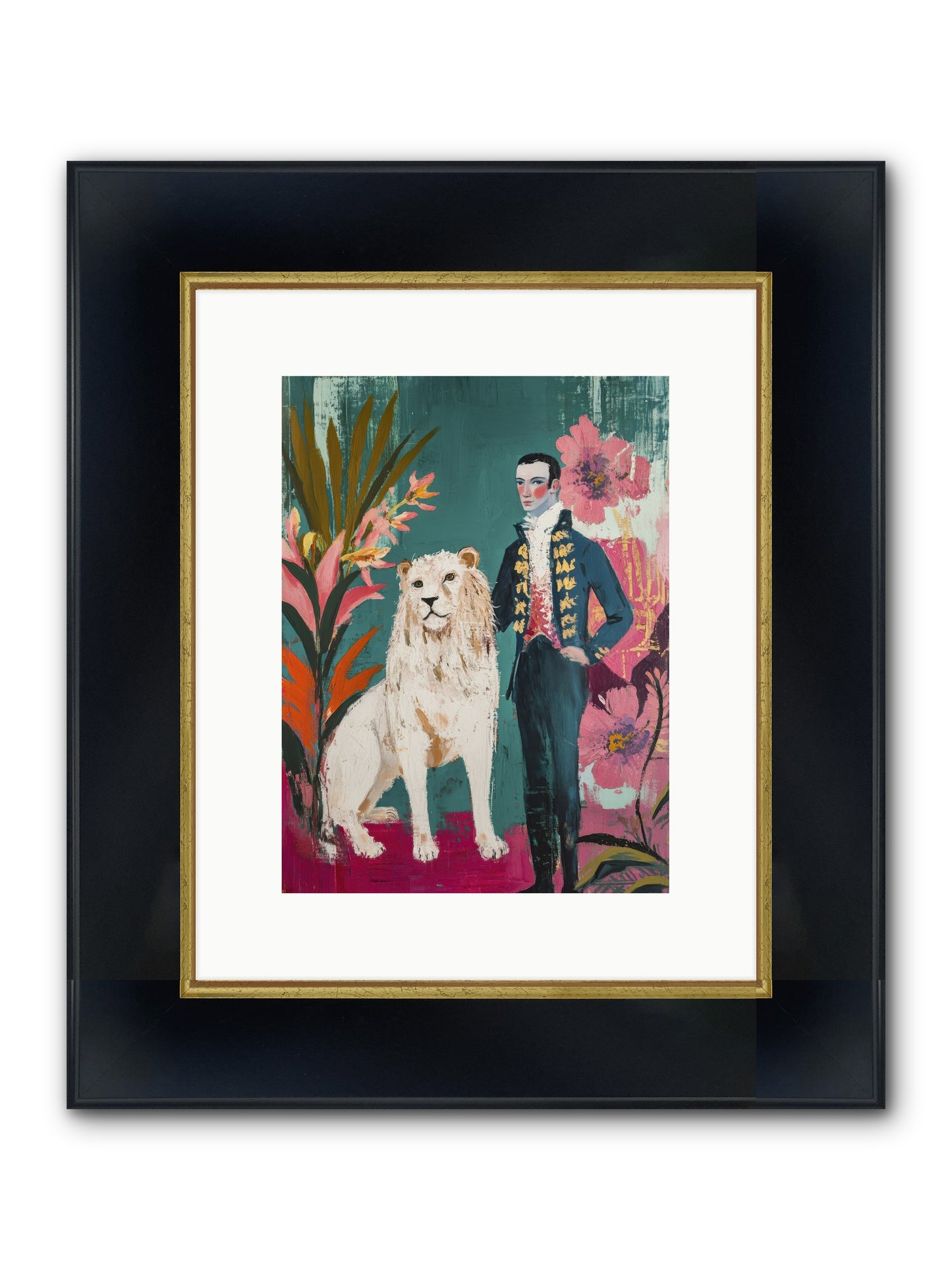 Crown & Mane Framed Print - Wide Black w/Gold 9x12