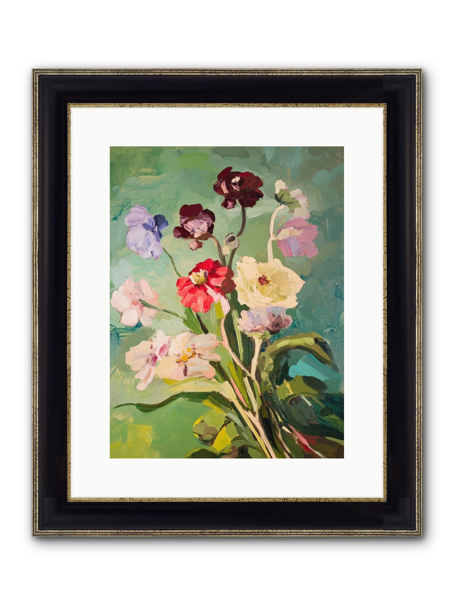 Crown Of Wildflowers Framed Print - Black & Gold 12x16