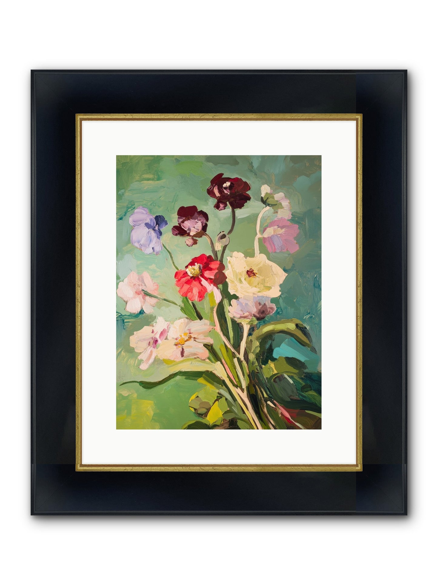Crown Of Wildflowers Framed Print - Wide Black w/Gold 12x16