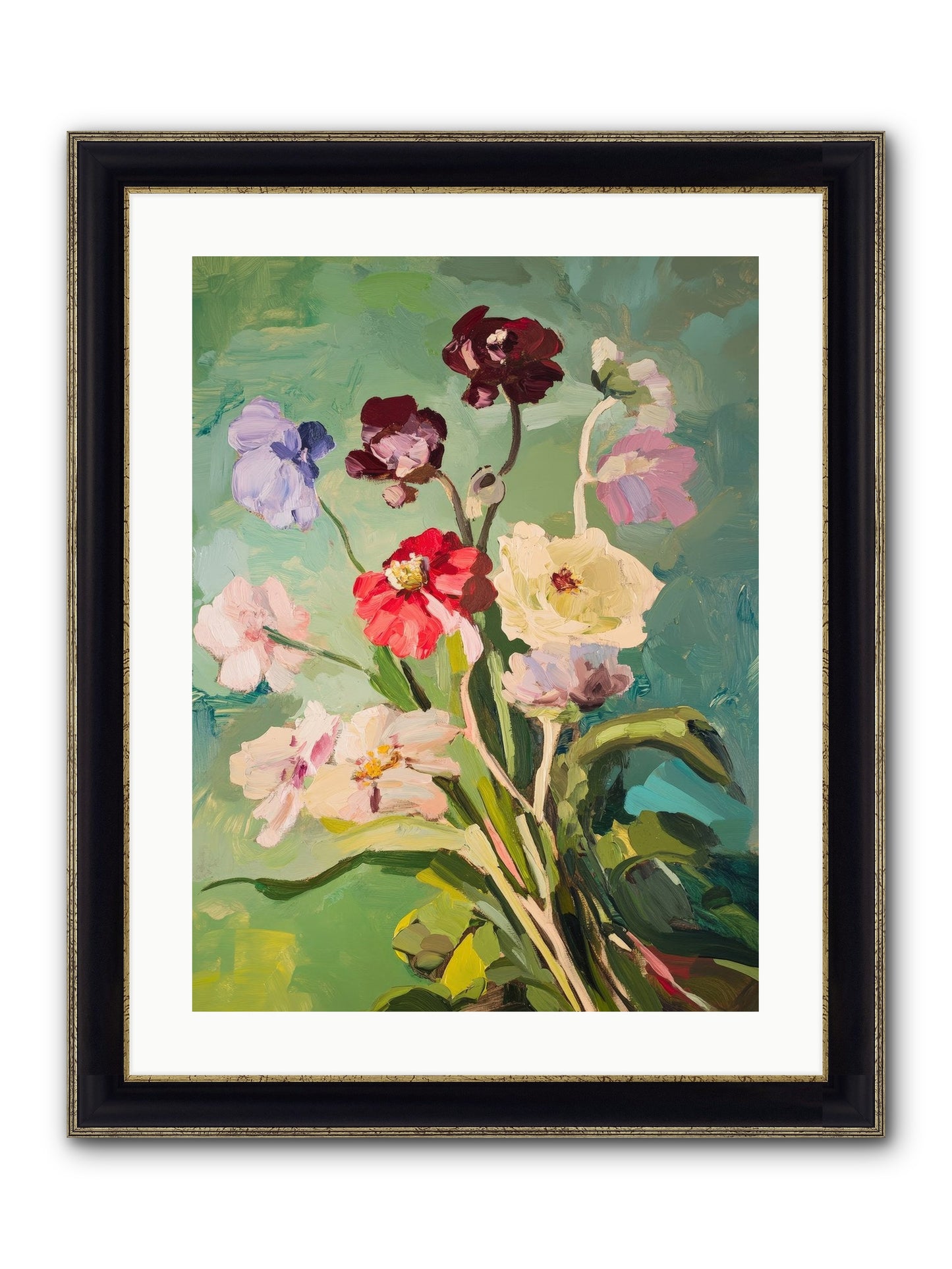 Crown Of Wildflowers Framed Print - Black & Gold 18x24