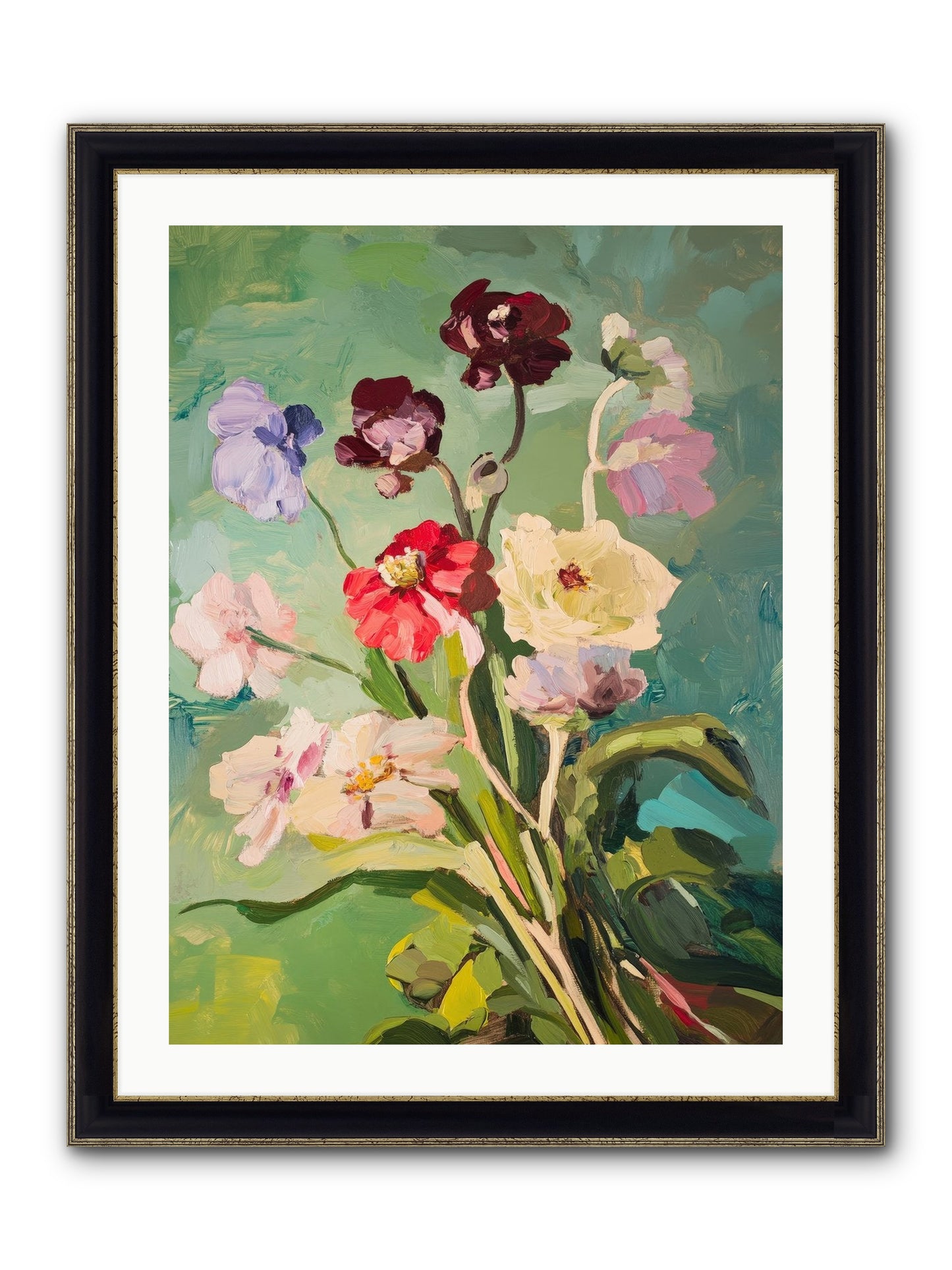 Crown Of Wildflowers Framed Print - Black & Gold 24x32