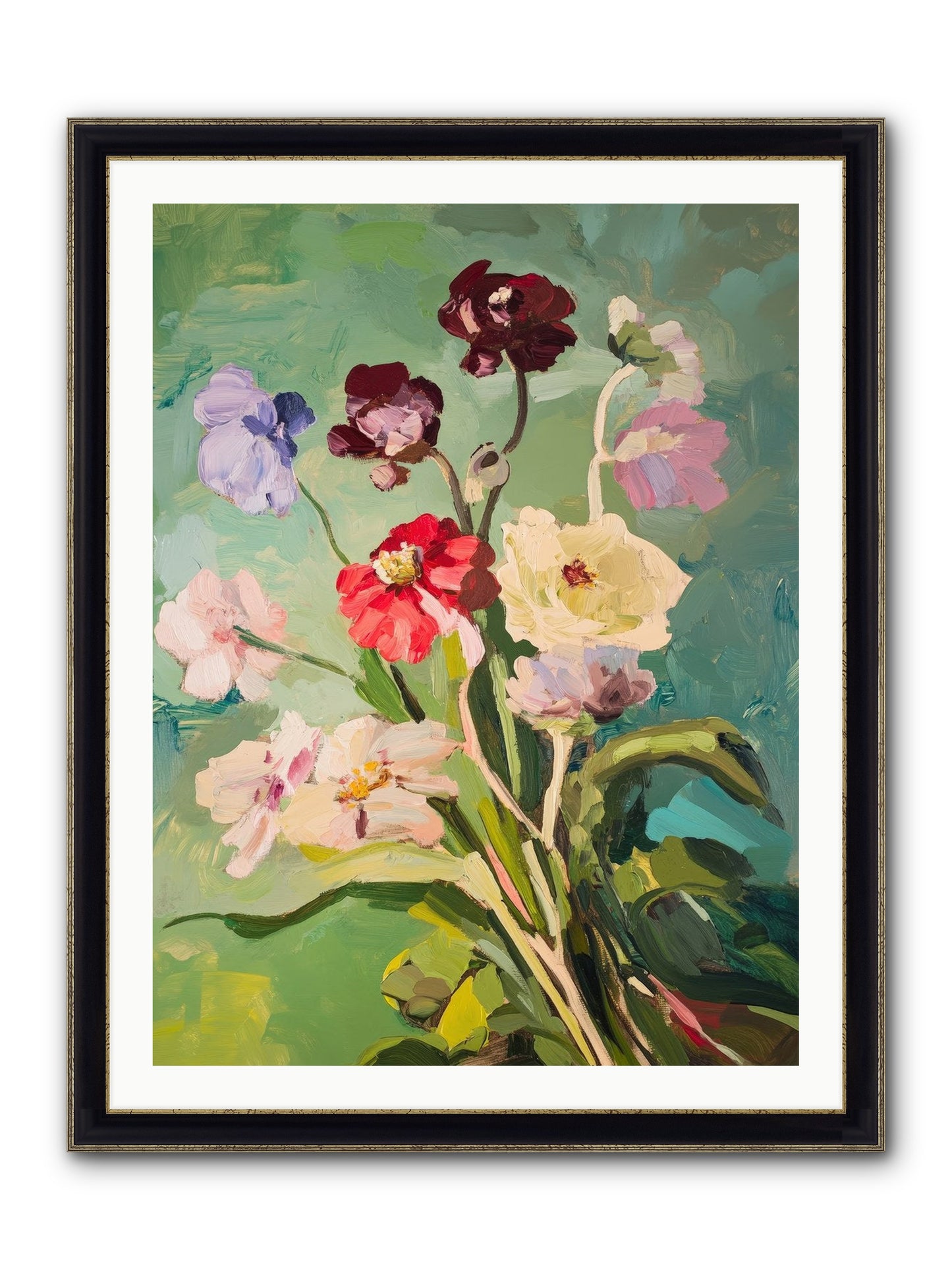 Crown Of Wildflowers Framed Print - Black & Gold 30x40