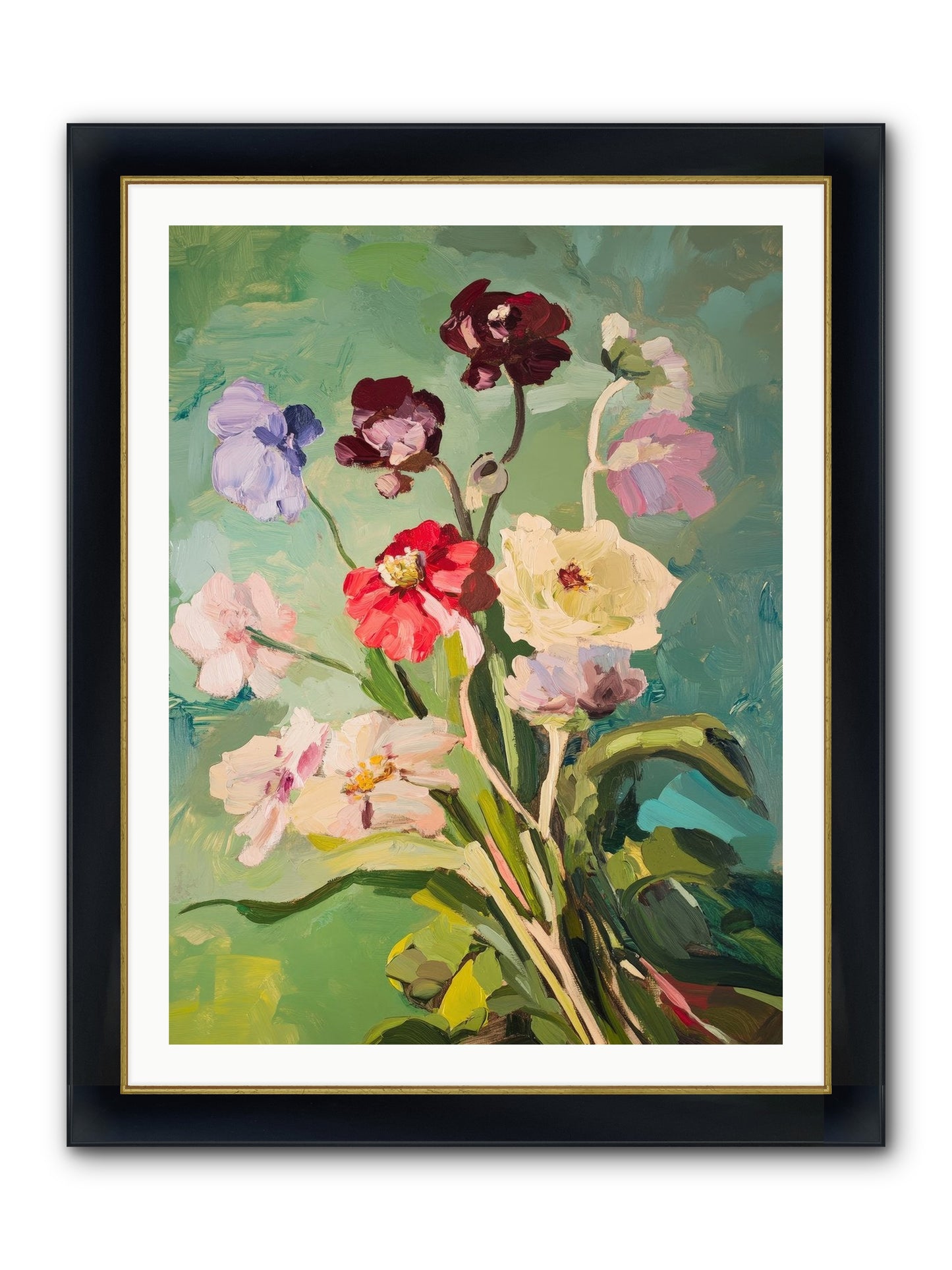 Crown Of Wildflowers Framed Print - Wide Black w/Gold 30x40