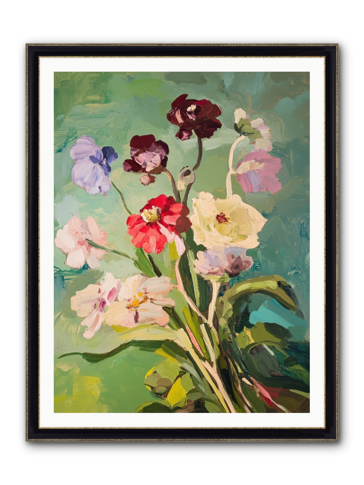 Crown Of Wildflowers Framed Print - Black & Gold 36x48