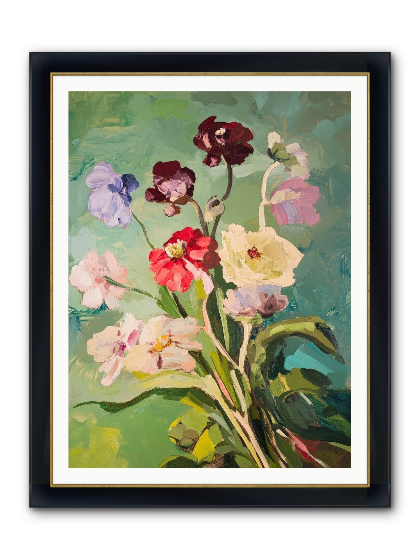 Crown Of Wildflowers Framed Print - Wide Black w/Gold 36x48