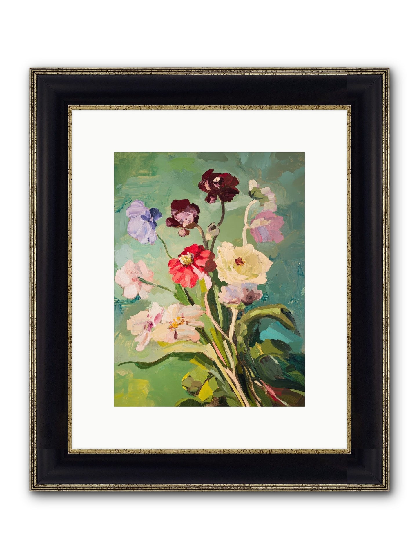 Crown Of Wildflowers Framed Print - Black & Gold 9x12