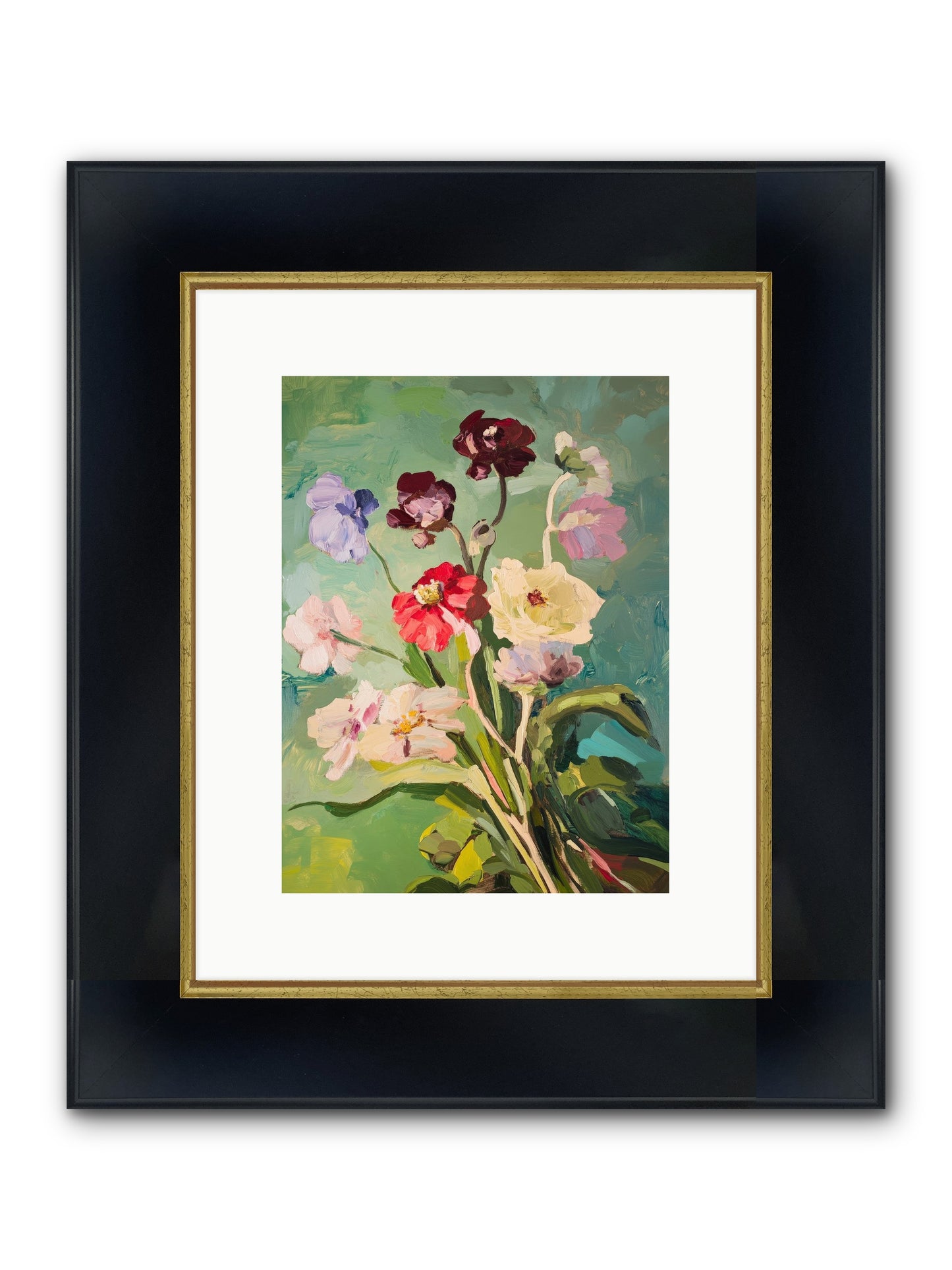 Crown Of Wildflowers Framed Print - Wide Black w/Gold 9x12