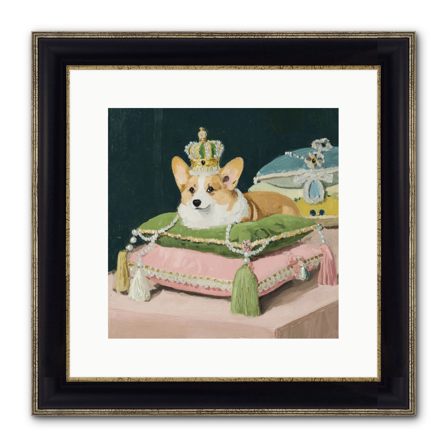 Crowned Radiance Framed Print - Black & Gold 12x12