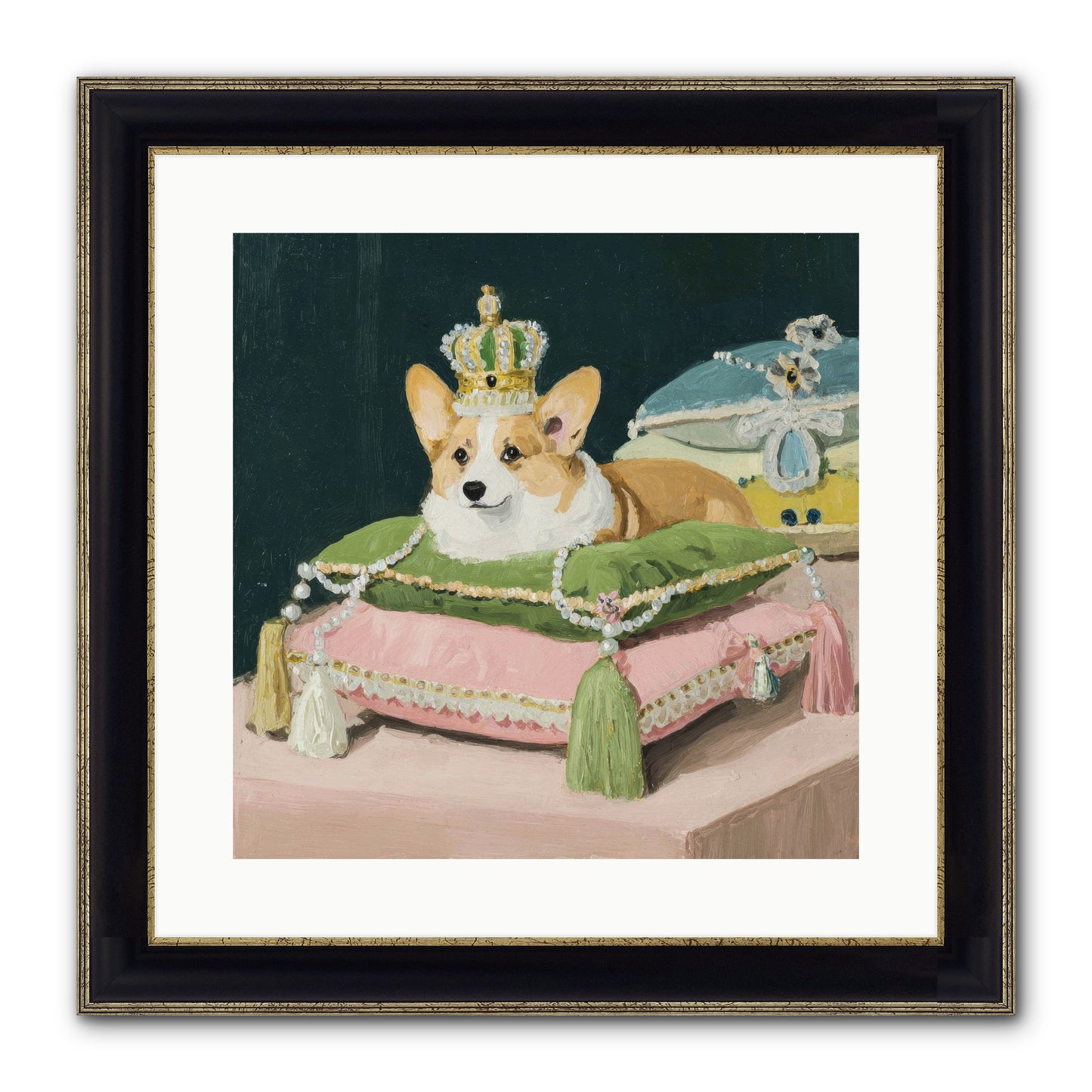 Crowned Radiance Framed Print - Black & Gold 16x16