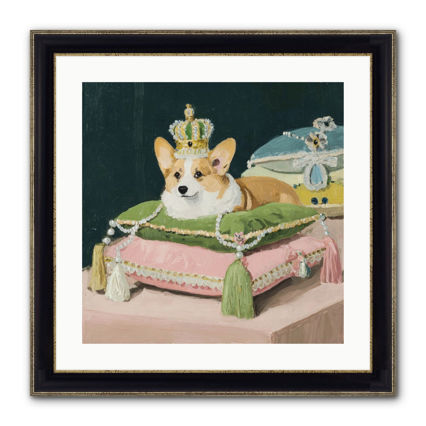 Crowned Radiance Framed Print - Black & Gold 20x20