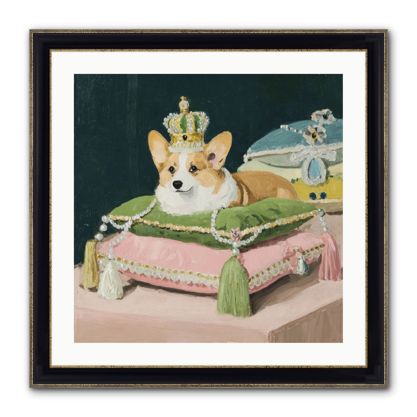 Crowned Radiance Framed Print - Black & Gold 24x24