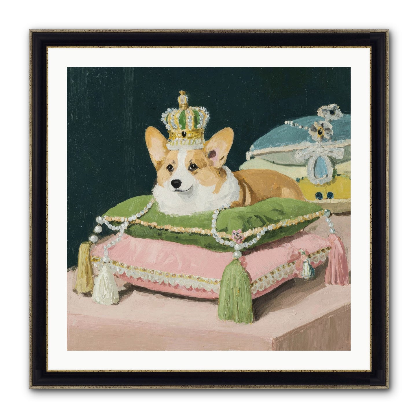 Crowned Radiance Framed Print - Black & Gold 30x30