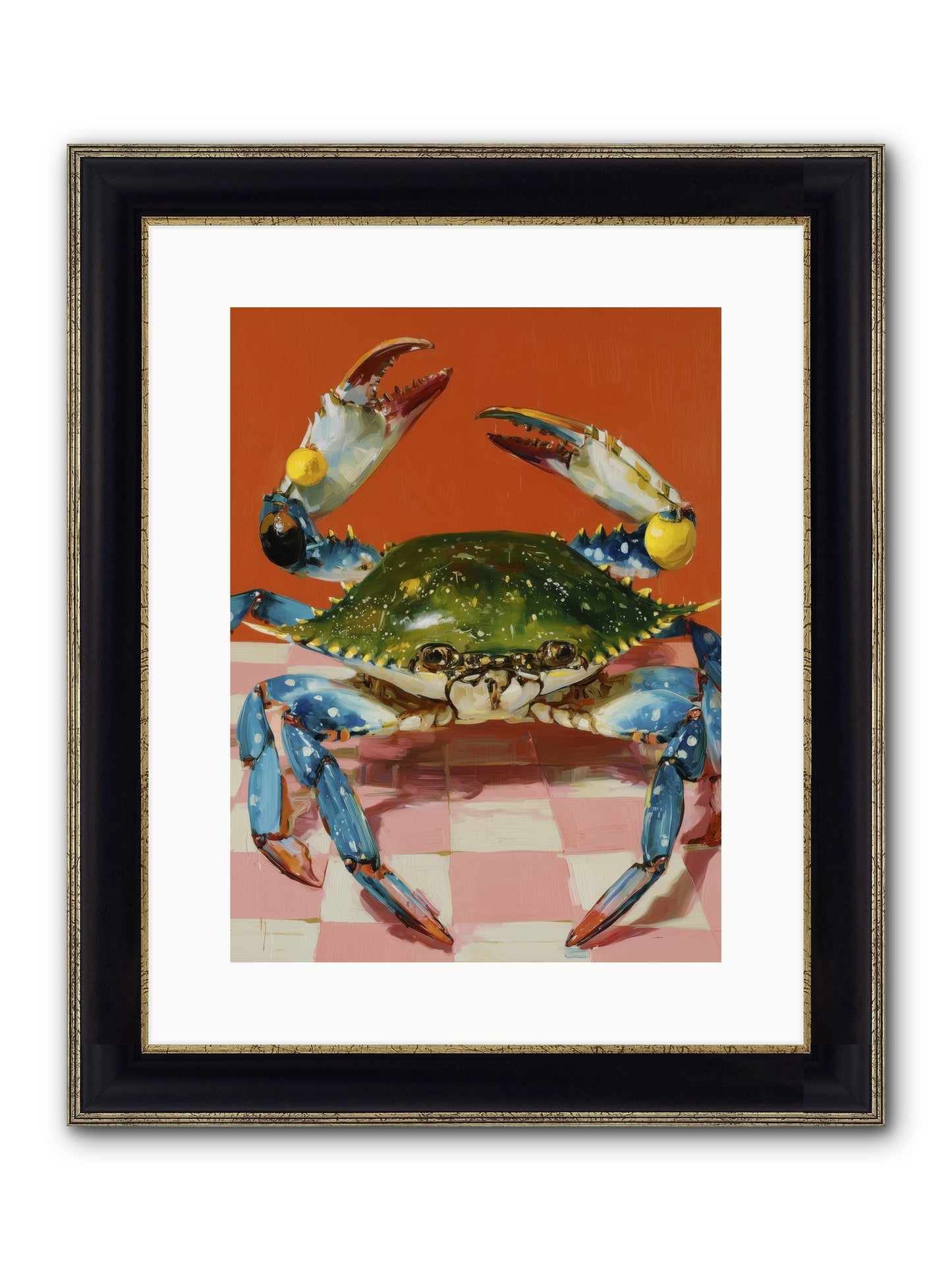 Crustacean Crown Framed Print - Black & Gold 12x16